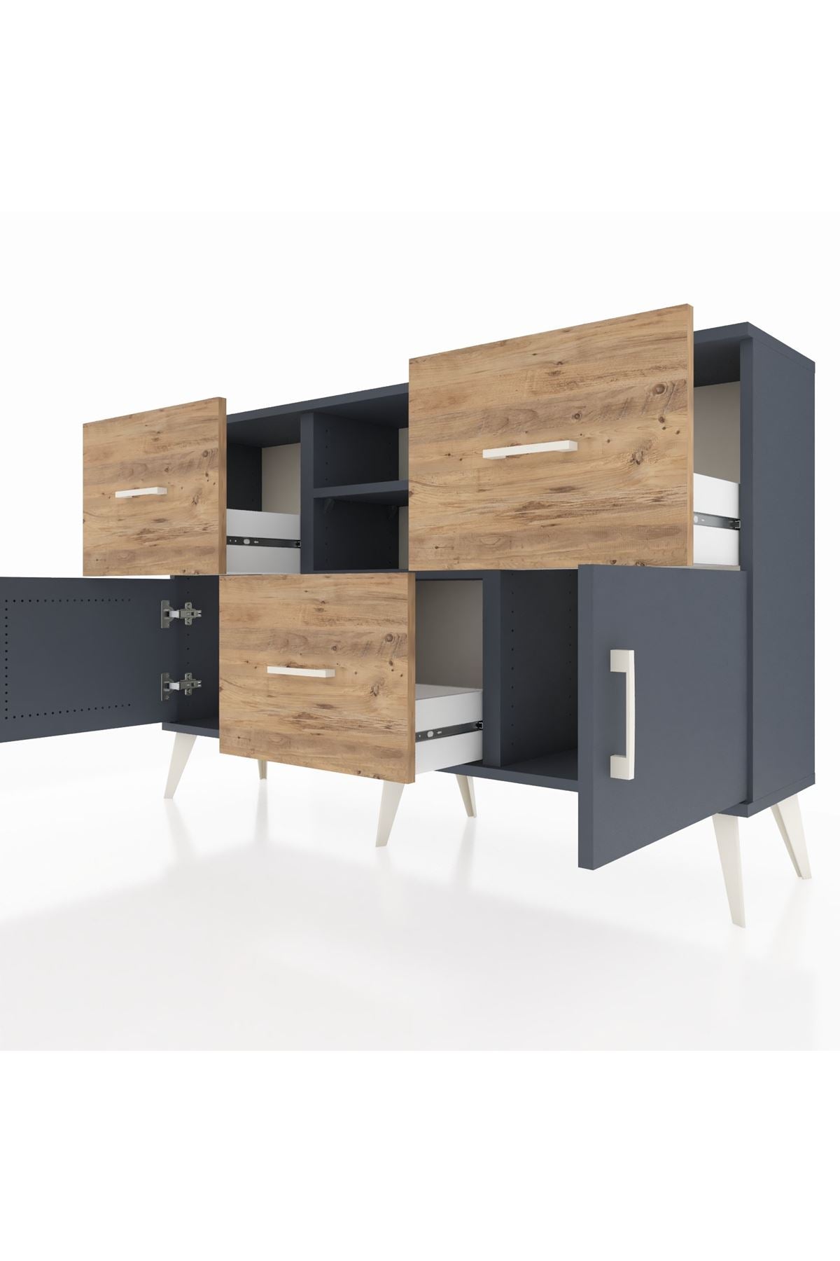 Arges Konsol 2 Raflı 3 Çekmeceli 2 Kapaklı 132x30x83 - S144M043V18A