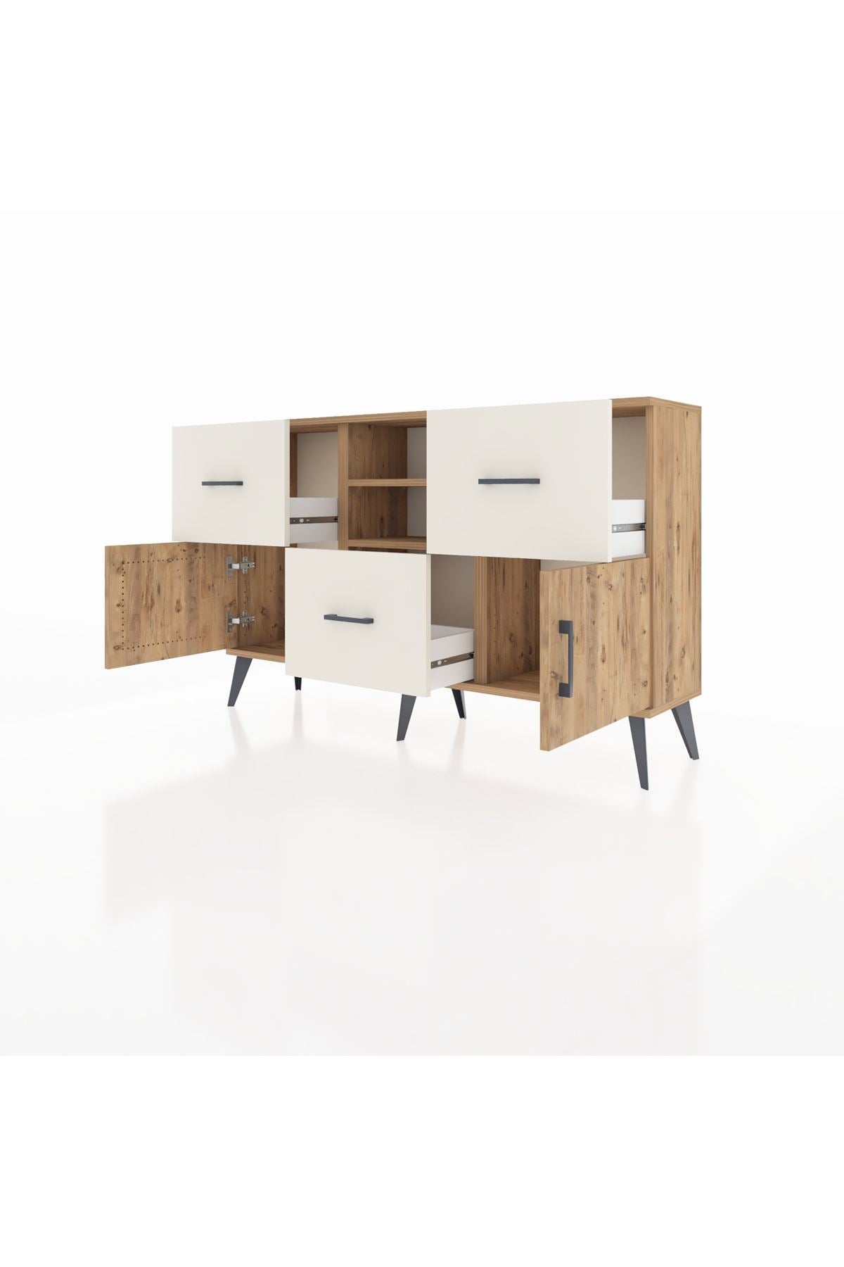 Arges Konsol 2 Raflı 3 Çekmeceli 2 Kapaklı 132x30x83 - S144M043V19A