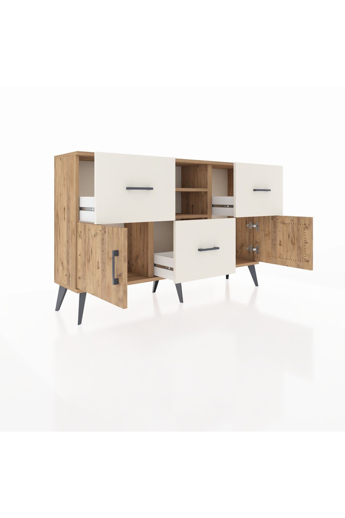 Arges Konsol 2 Raflı 3 Çekmeceli 2 Kapaklı 132x30x83 - S144M043V19A