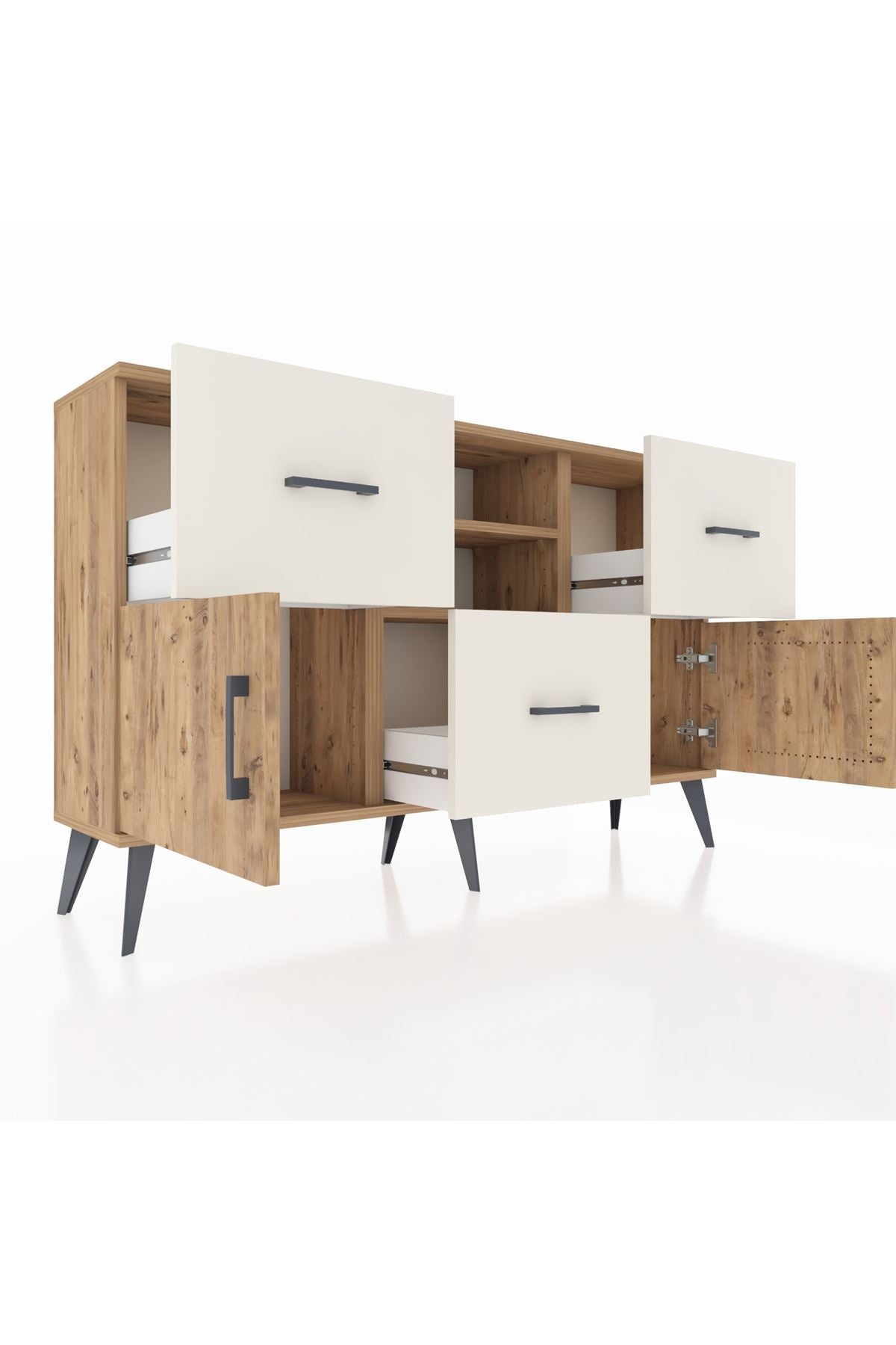 Arges Konsol 2 Raflı 3 Çekmeceli 2 Kapaklı 132x30x83 - S144M043V19A