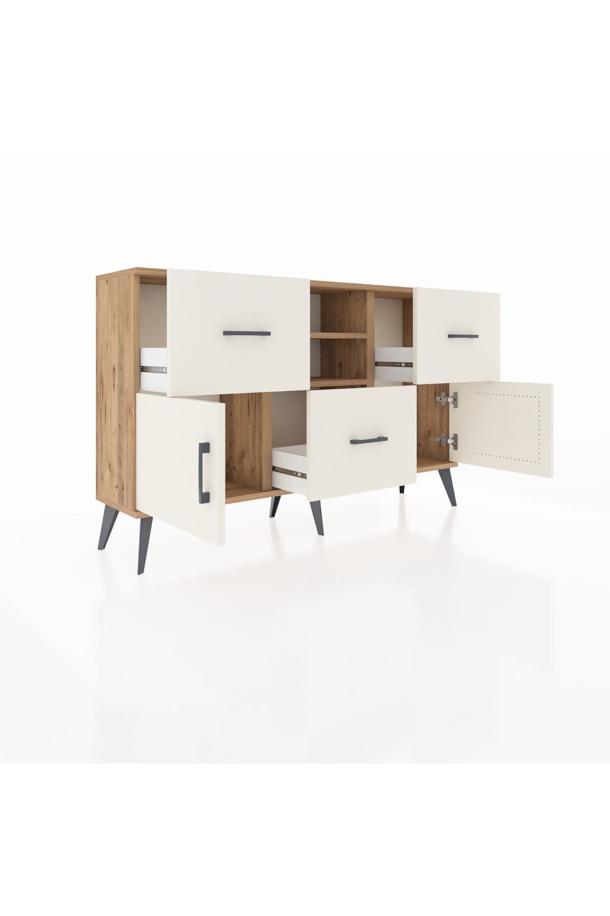 Arges Konsol 2 Raflı 3 Çekmeceli 2 Kapaklı 132x30x83 - S144M043V22A