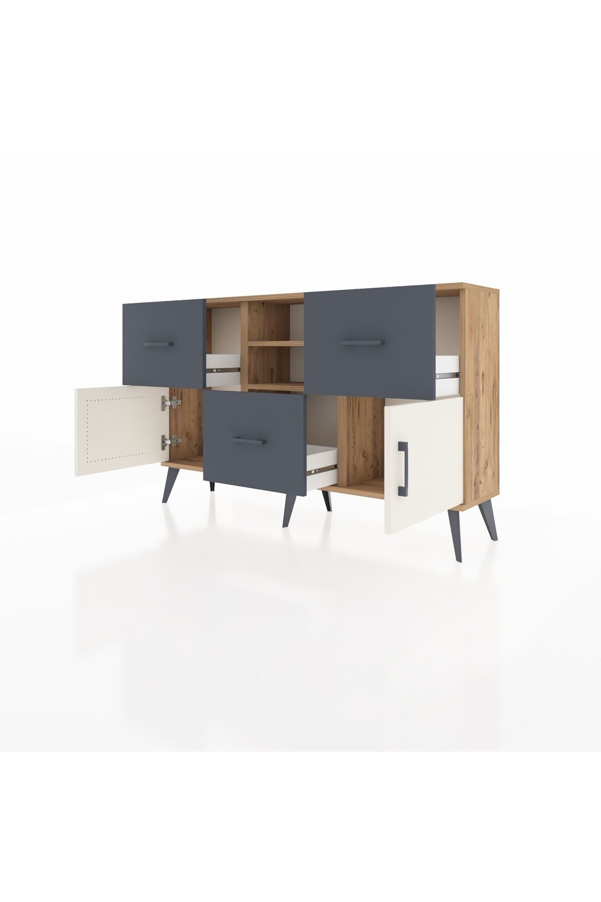 Arges Konsol 2 Raflı 3 Çekmeceli 2 Kapaklı 132x30x83 - S144M043V23A