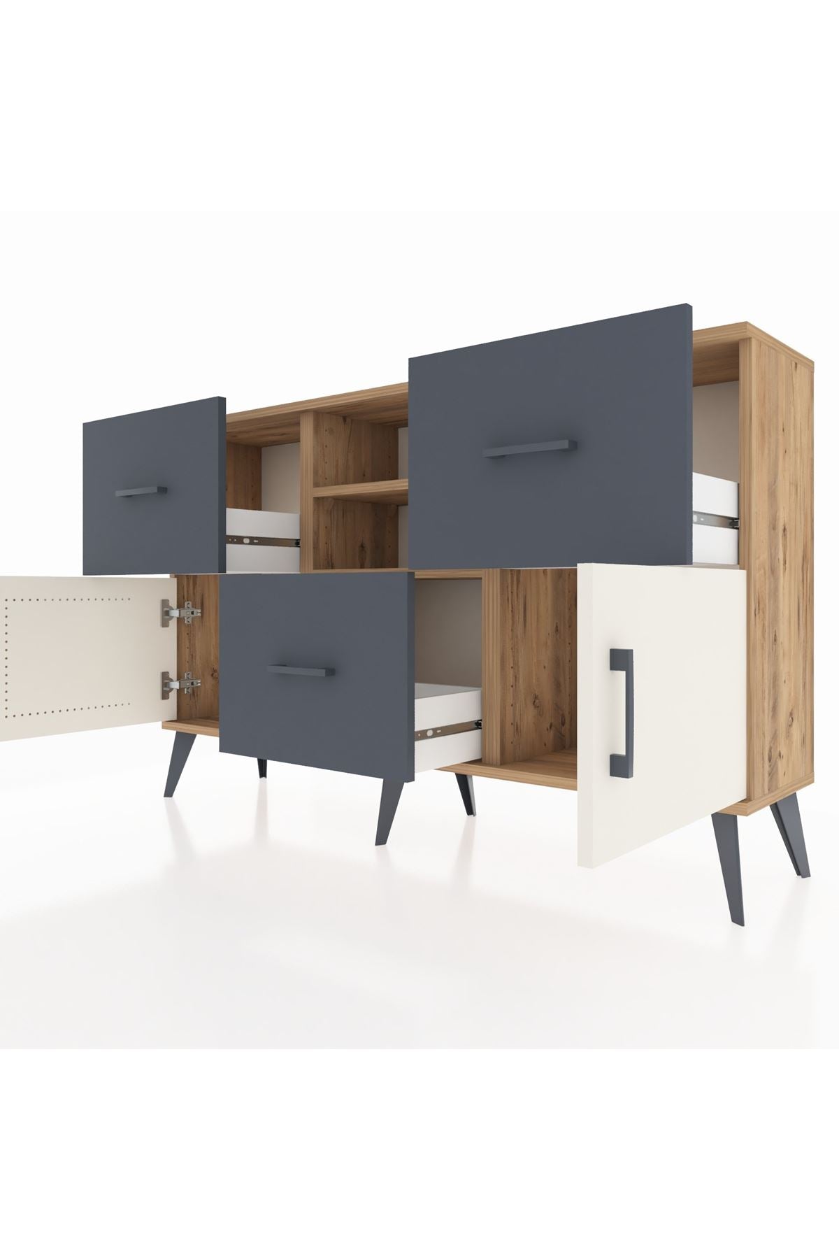 Arges Konsol 2 Raflı 3 Çekmeceli 2 Kapaklı 132x30x83 - S144M043V23A