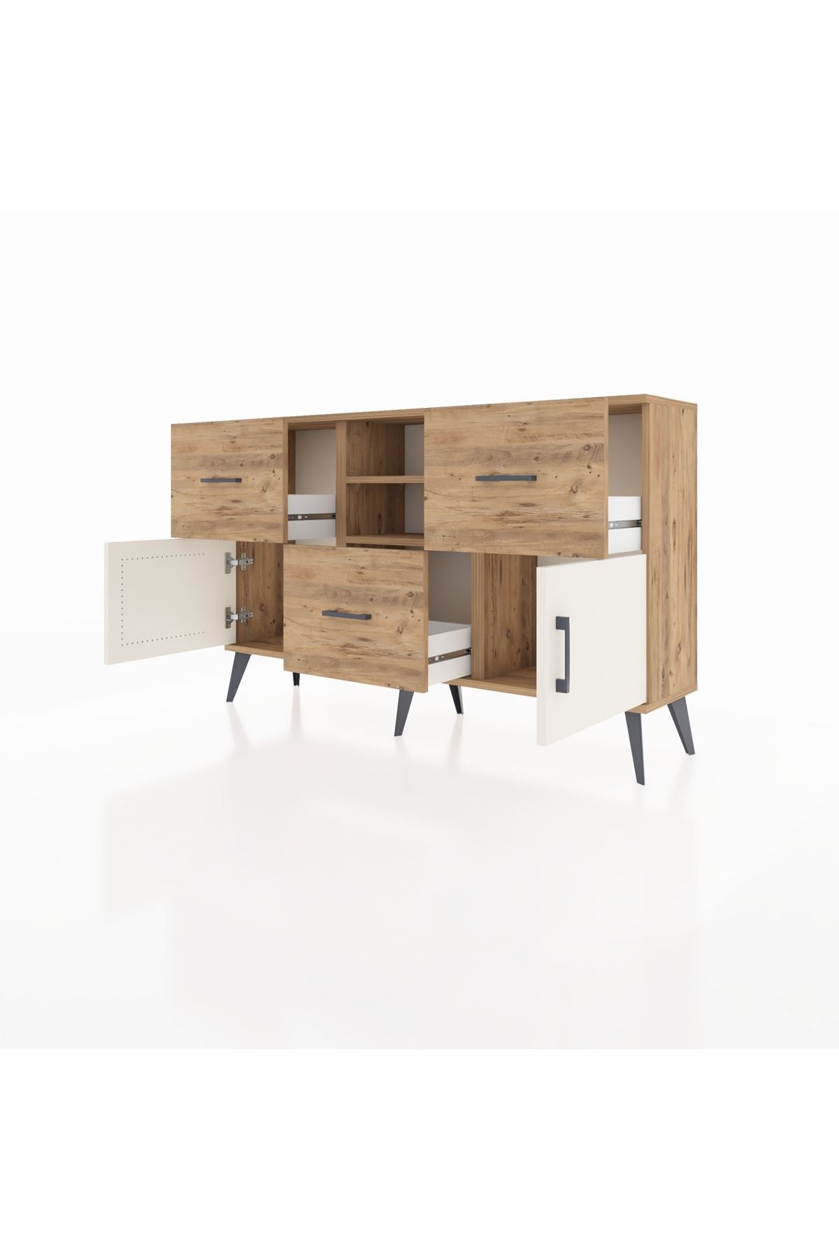 Arges Konsol 2 Raflı 3 Çekmeceli 2 Kapaklı 132x30x83 - S144M043V24A