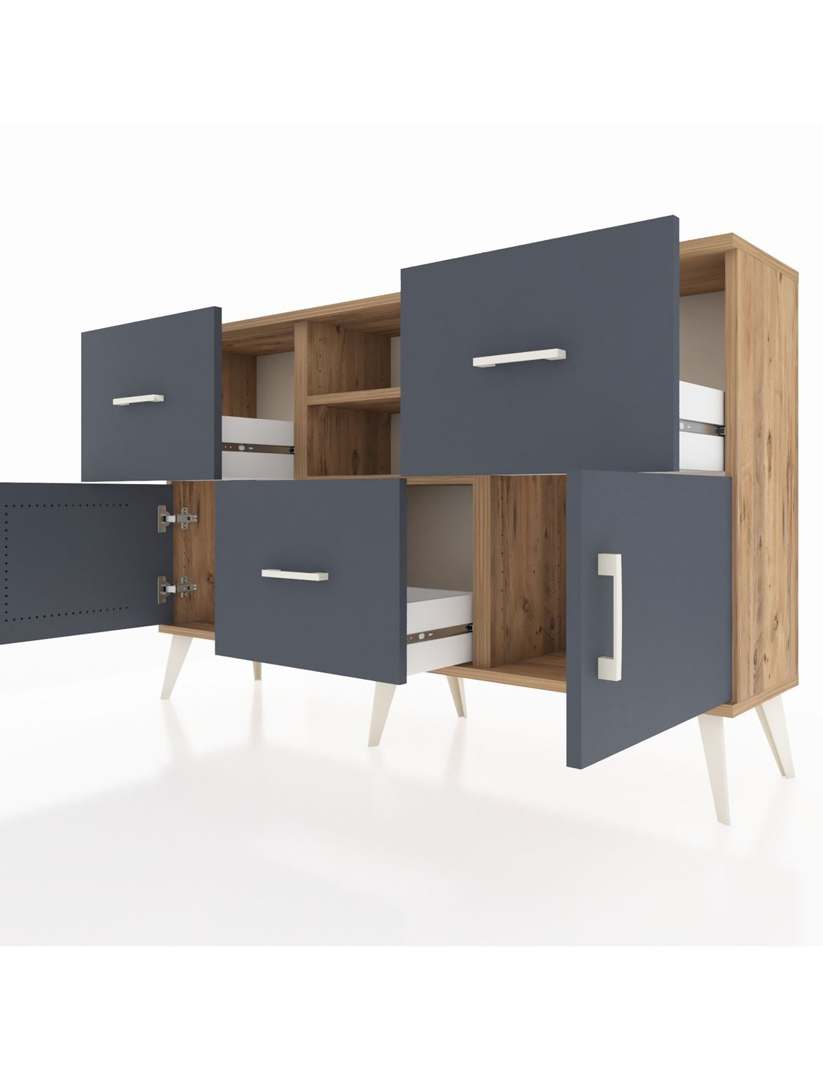 Arges Konsol 2 Raflı 3 Çekmeceli 2 Kapaklı 132x30x83 - S144M043V26A