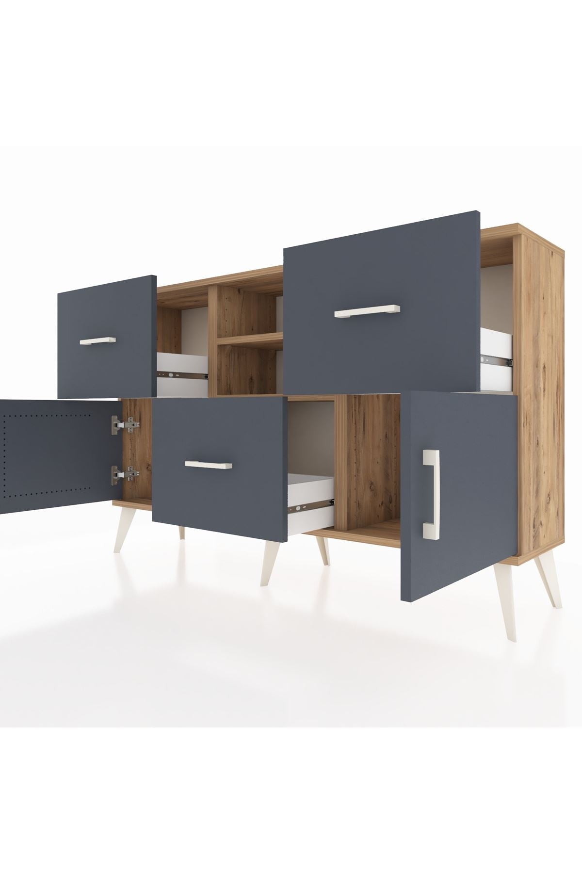 Arges Konsol 2 Raflı 3 Çekmeceli 2 Kapaklı 132x30x83 - S144M043V26A