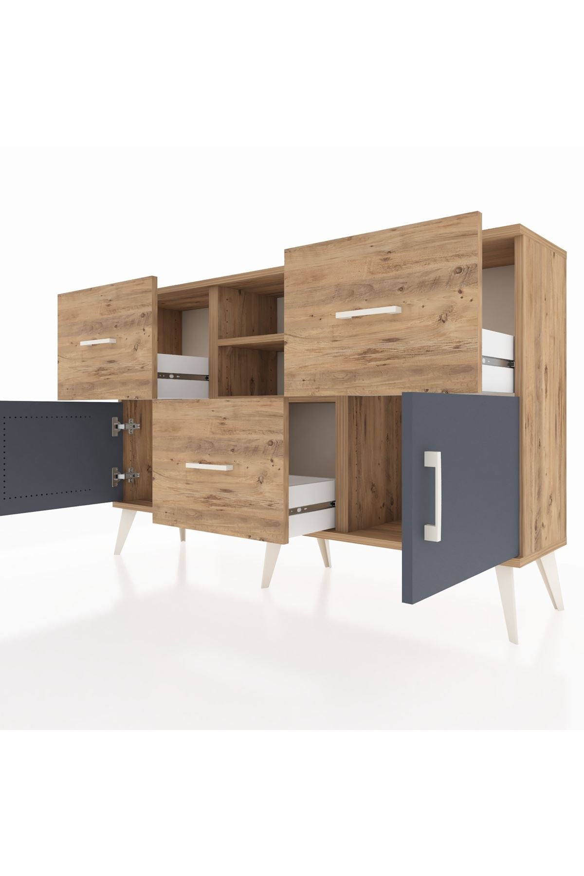 Arges Konsol 2 Raflı 3 Çekmeceli 2 Kapaklı 132x30x83 - S144M043V27A