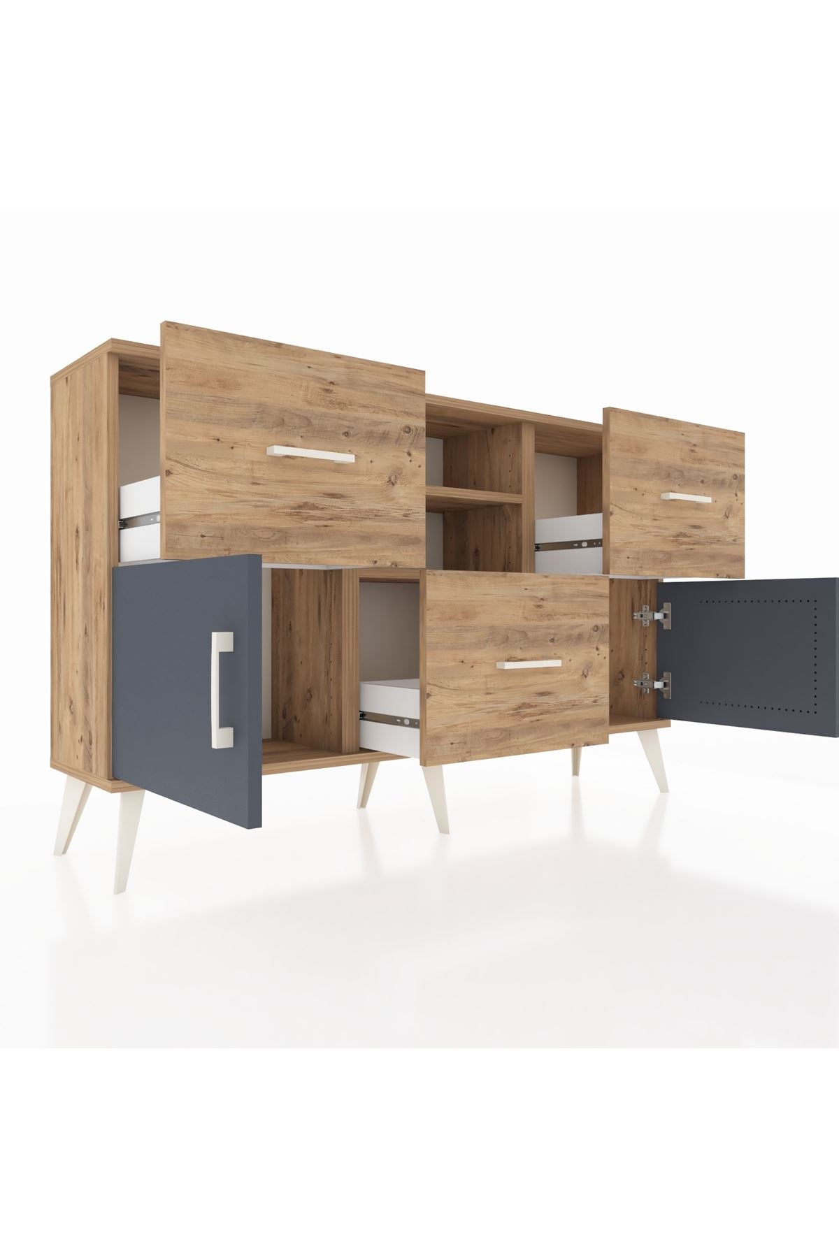 Arges Konsol 2 Raflı 3 Çekmeceli 2 Kapaklı 132x30x83 - S144M043V27A