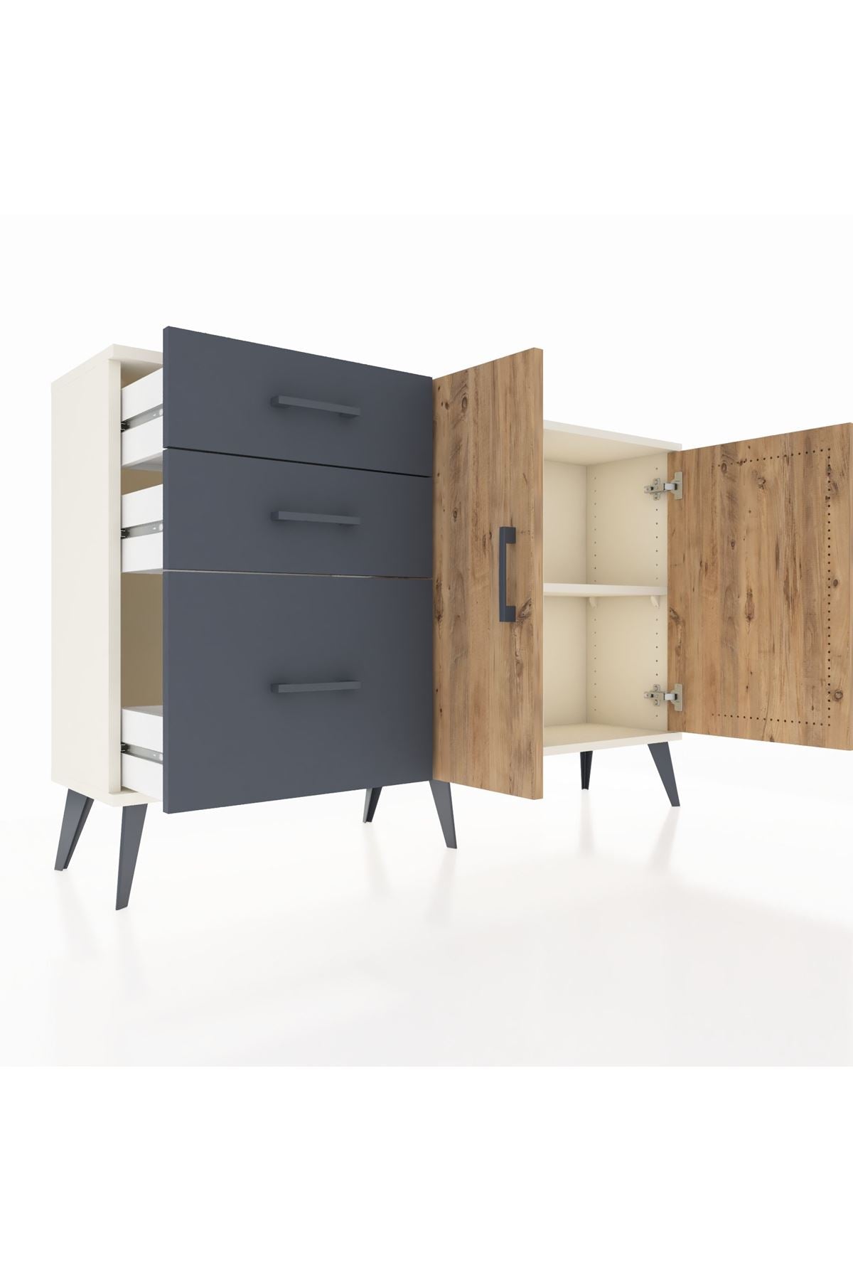 Arges Konsol 2 Raflı 3 Çekmeceli 2 Kapaklı 132x30x83 - S144M044V02A