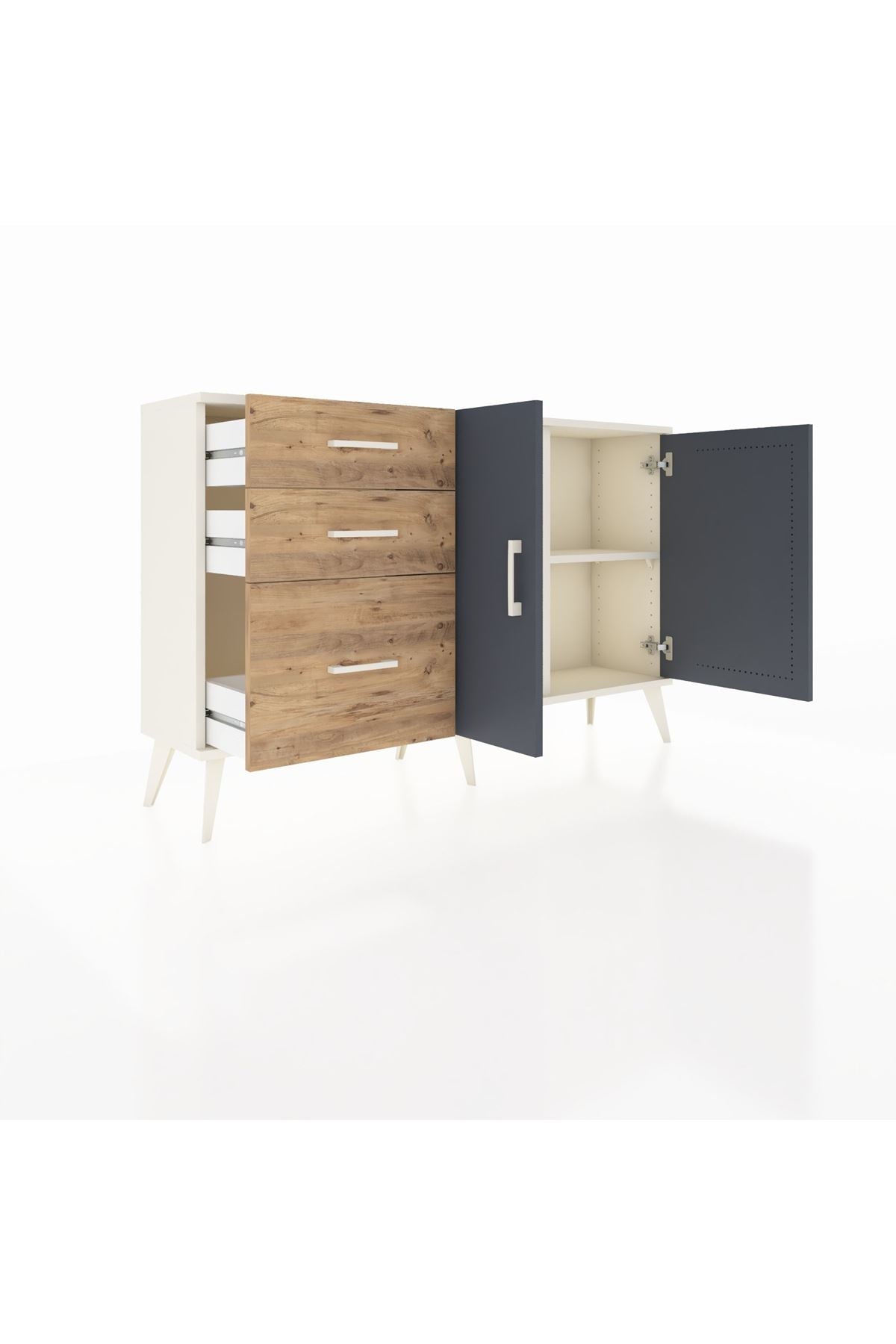 Arges Konsol 2 Raflı 3 Çekmeceli 2 Kapaklı 132x30x83 - S144M044V09A