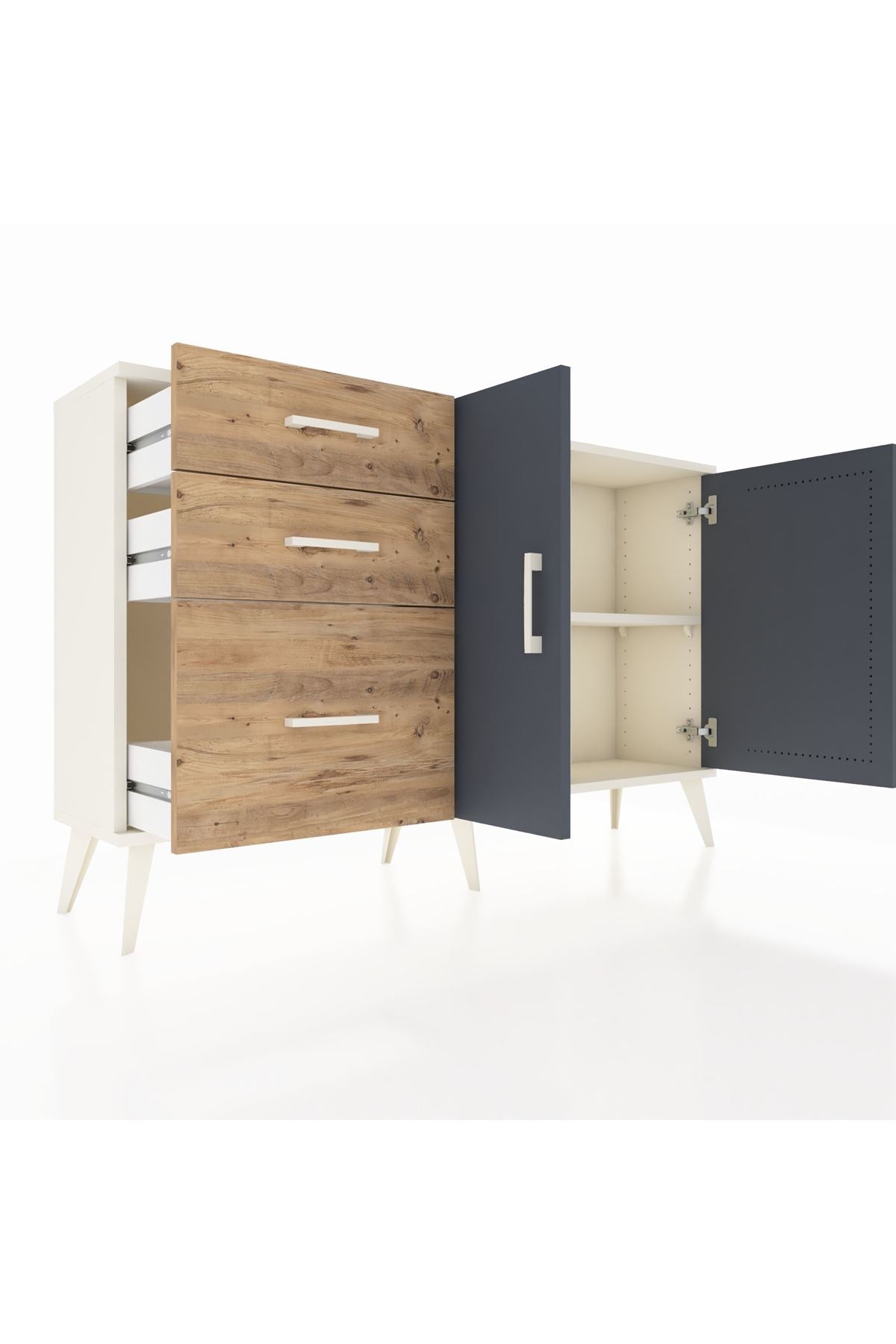 Arges Konsol 2 Raflı 3 Çekmeceli 2 Kapaklı 132x30x83 - S144M044V09A