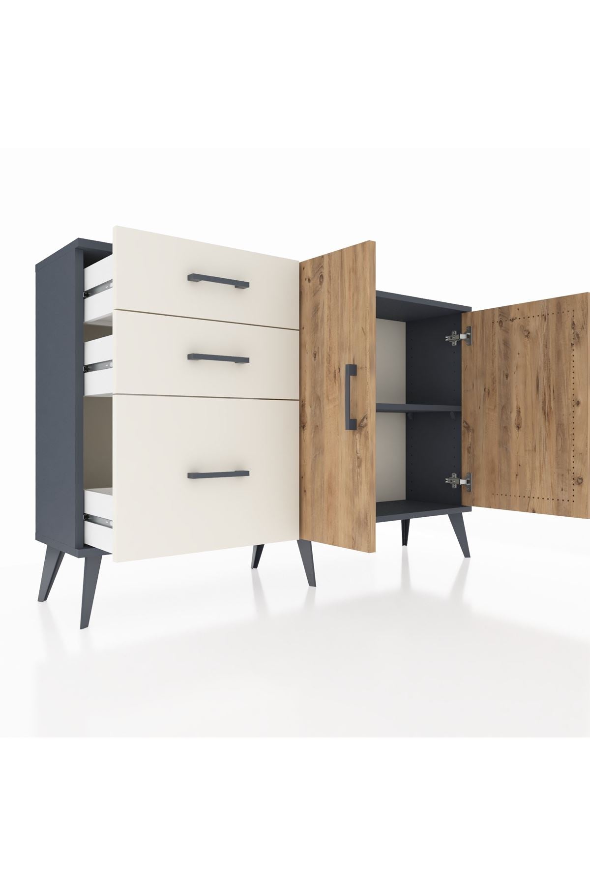 Arges Konsol 2 Raflı 3 Çekmeceli 2 Kapaklı 132x30x83 - S144M044V10A