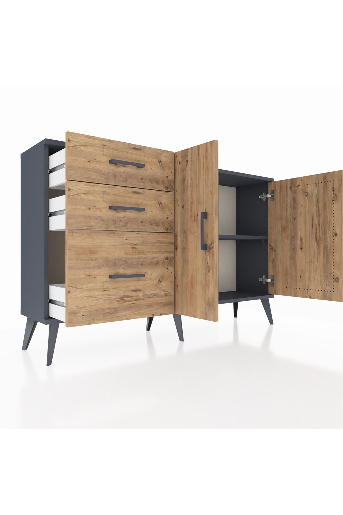 Arges Konsol 2 Raflı 3 Çekmeceli 2 Kapaklı 132x30x83 - S144M044V12A