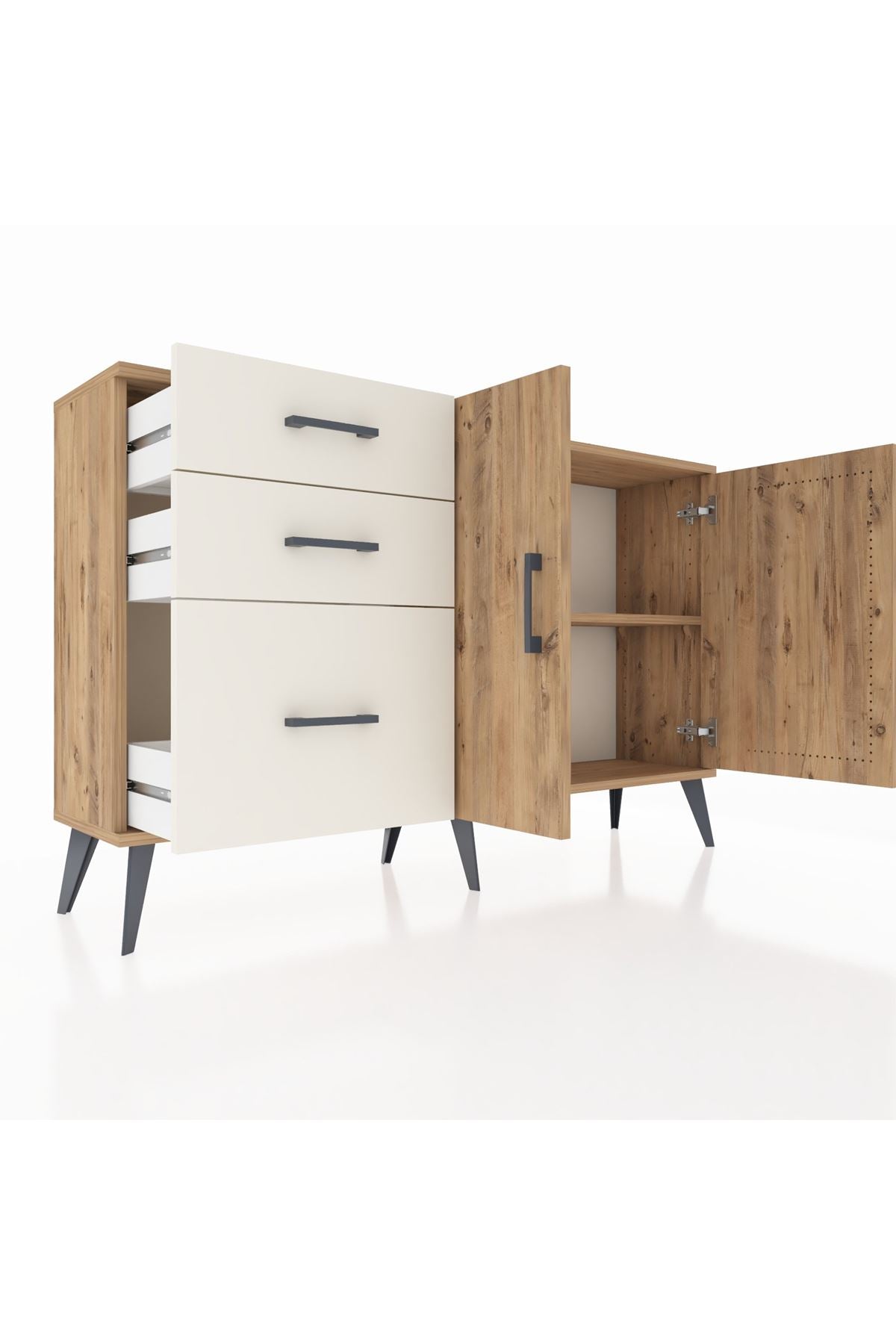 Arges Konsol 2 Raflı 3 Çekmeceli 2 Kapaklı 132x30x83 - S144M044V19A