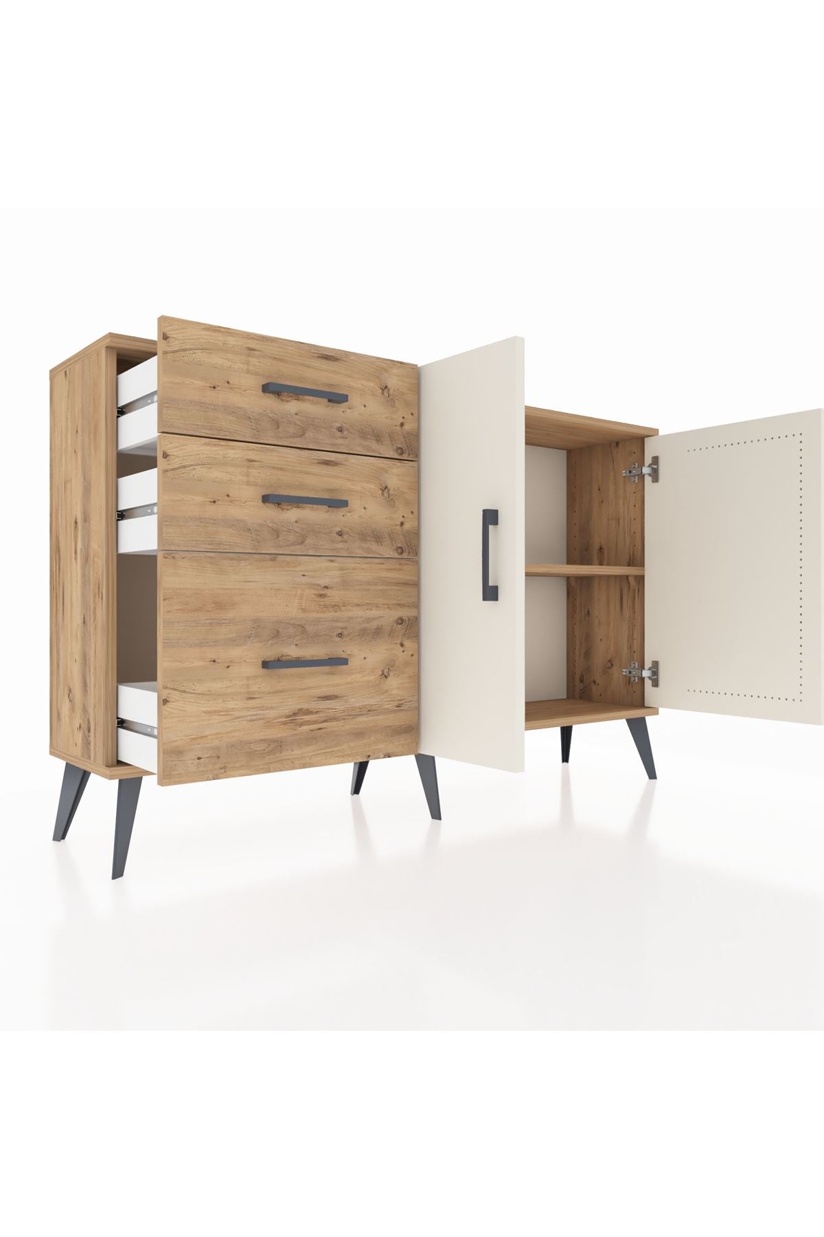 Arges Konsol 2 Raflı 3 Çekmeceli 2 Kapaklı 132x30x83 - S144M044V24A