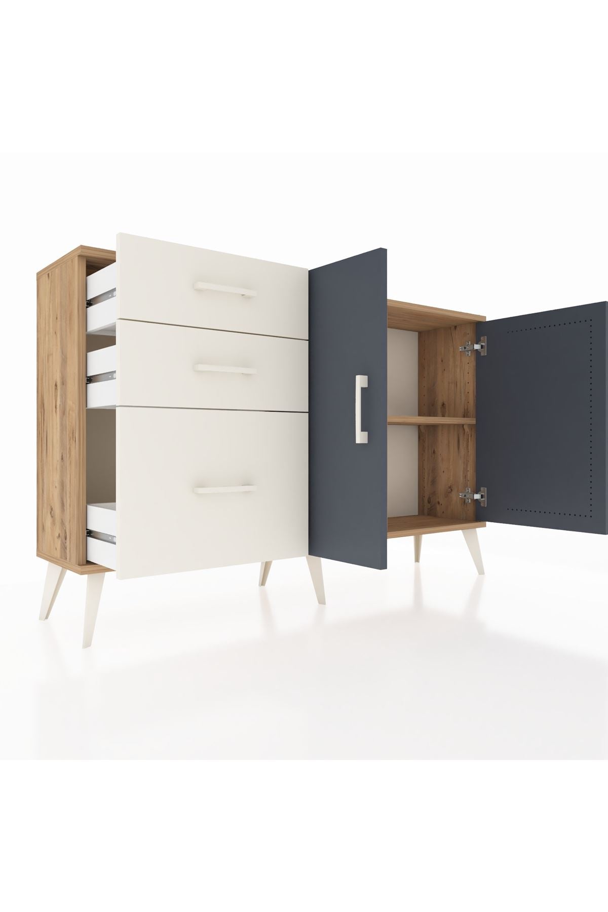 Arges Konsol 2 Raflı 3 Çekmeceli 2 Kapaklı 132x30x83 - S144M044V25A