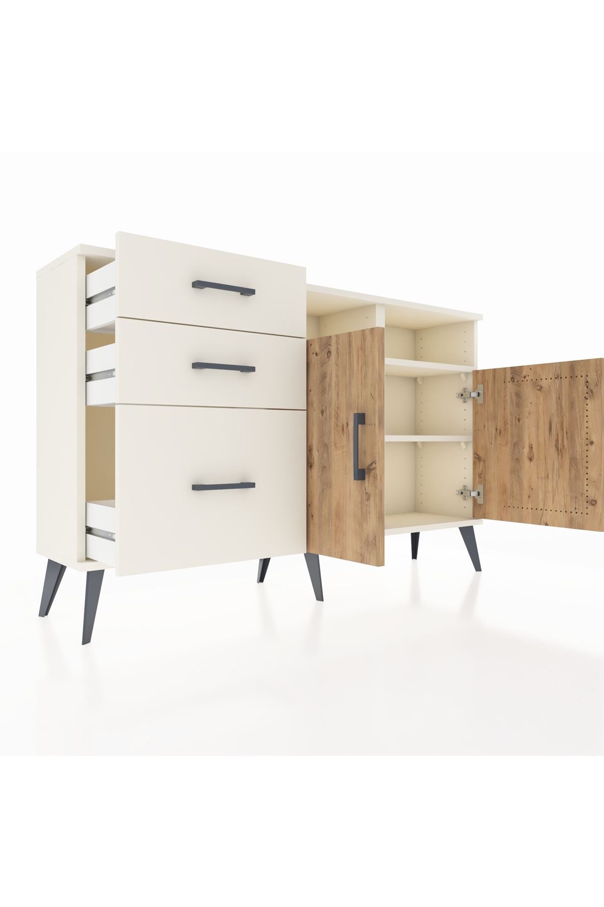 Arges Konsol 4 Raflı 3 Çekmeceli 2 Kapaklı 132x30x83 - S144M045V01A