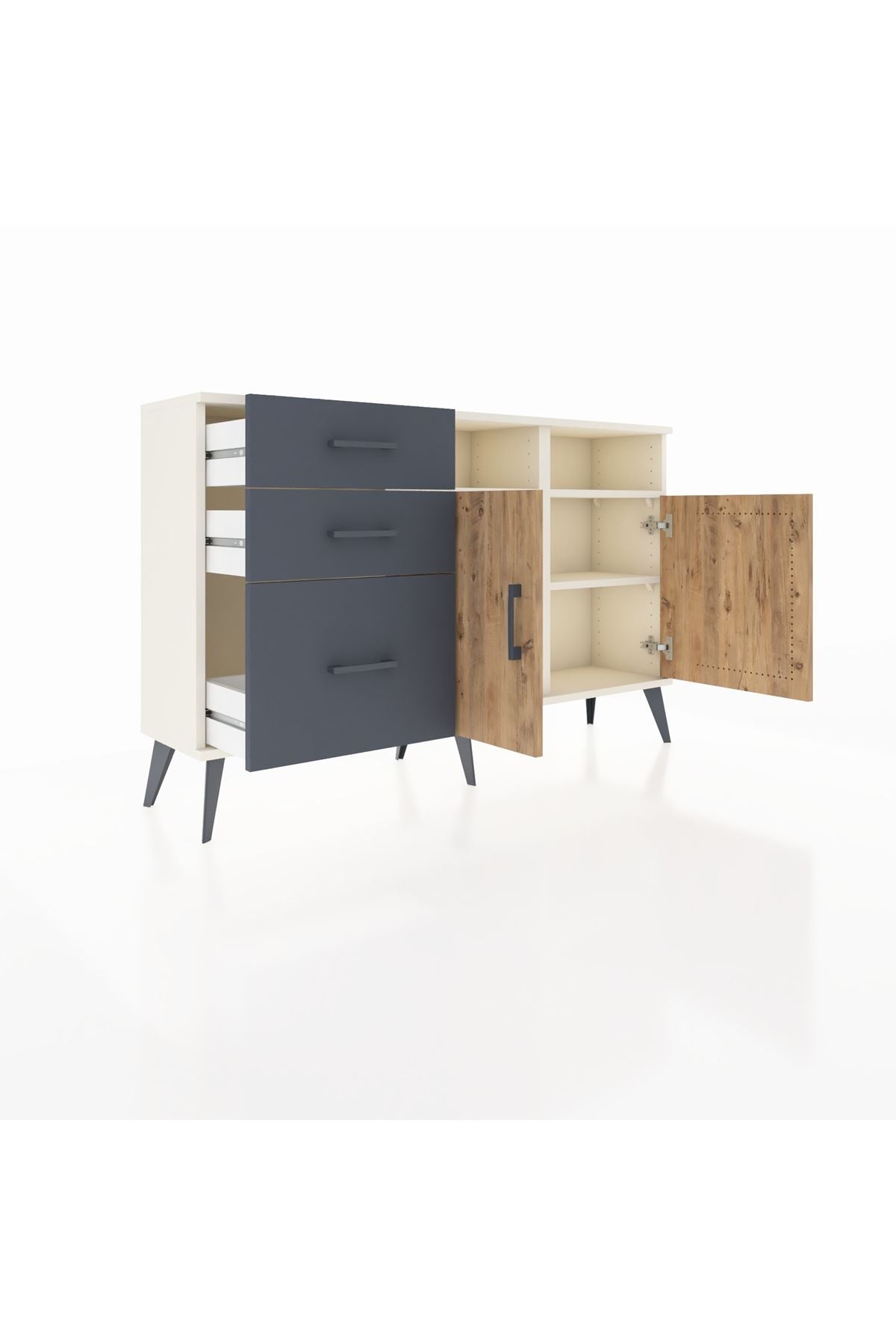 Arges Konsol 4 Raflı 3 Çekmeceli 2 Kapaklı 132x30x83 - S144M045V02A