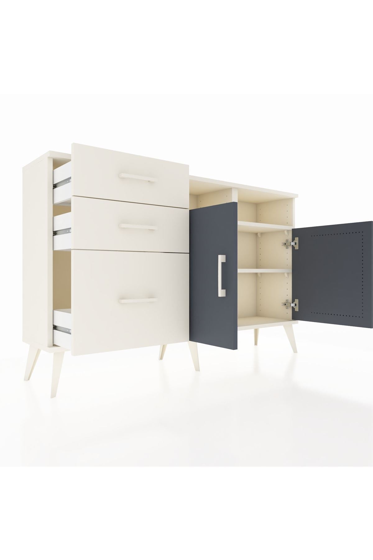 Arges Konsol 4 Raflı 3 Çekmeceli 2 Kapaklı 132x30x83 - S144M045V07A