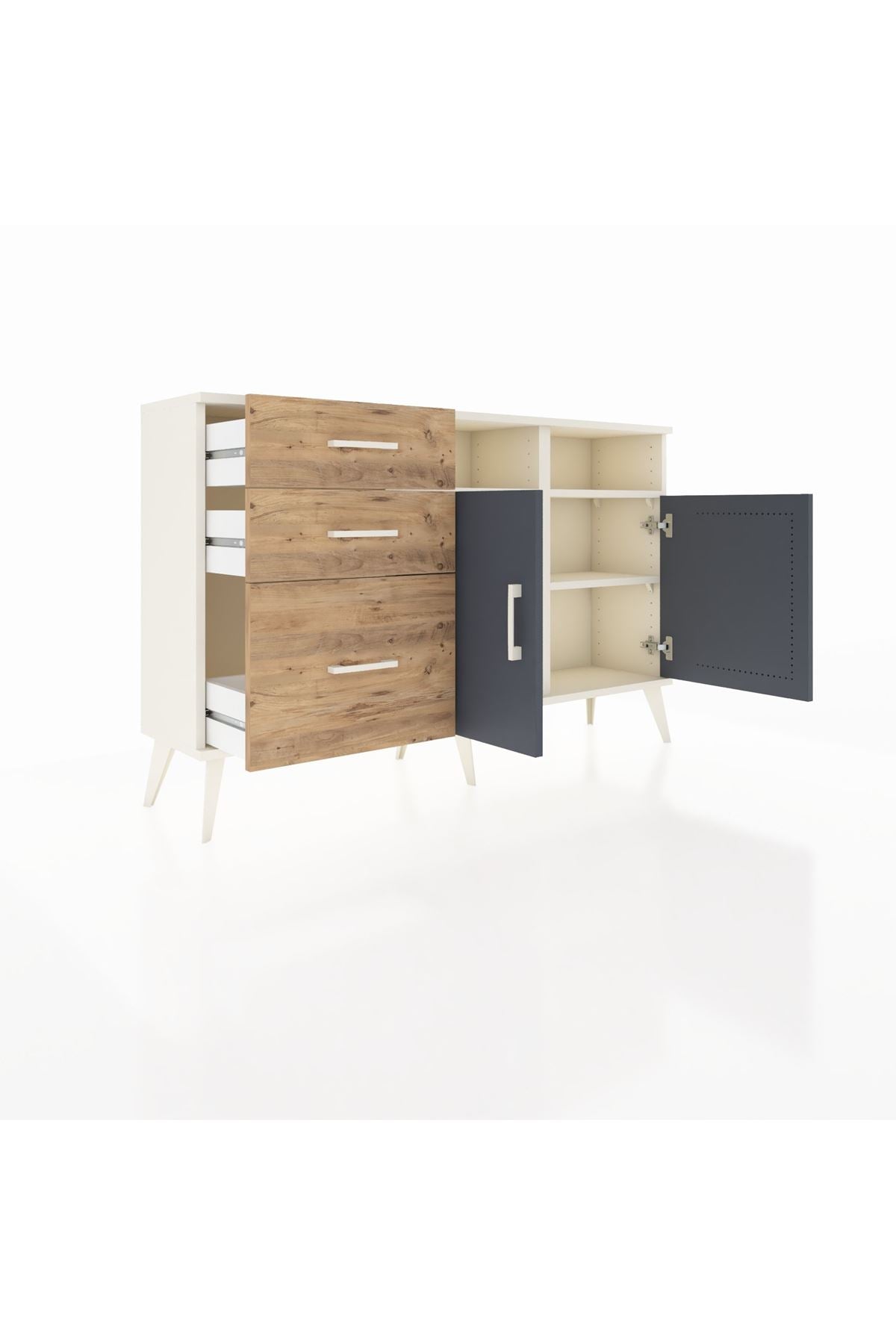 Arges Konsol 4 Raflı 3 Çekmeceli 2 Kapaklı 132x30x83 - S144M045V09A