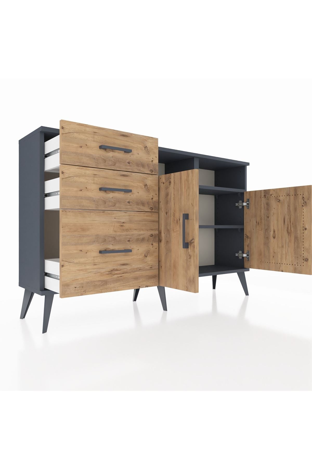 Arges Konsol 4 Raflı 3 Çekmeceli 2 Kapaklı 132x30x83 - S144M045V12A