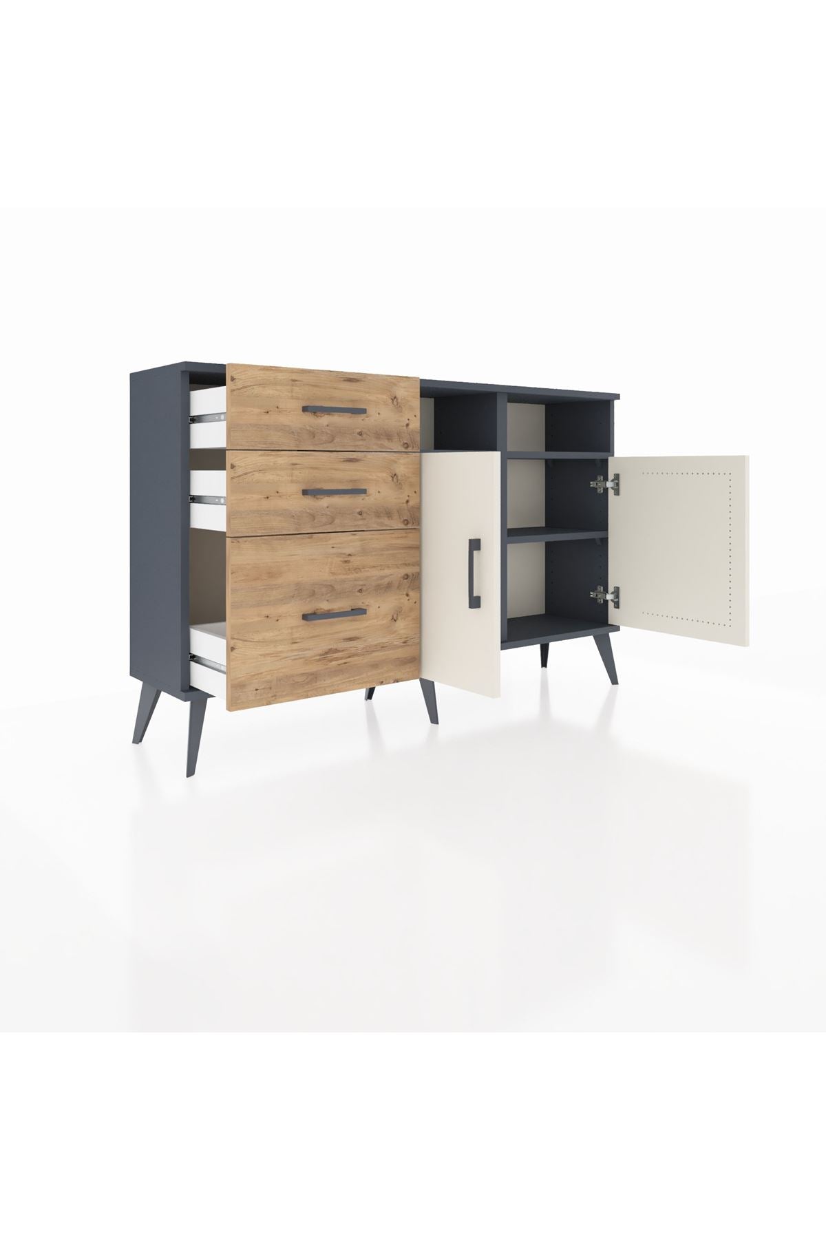 Arges Konsol 4 Raflı 3 Çekmeceli 2 Kapaklı 132x30x83 - S144M045V15A