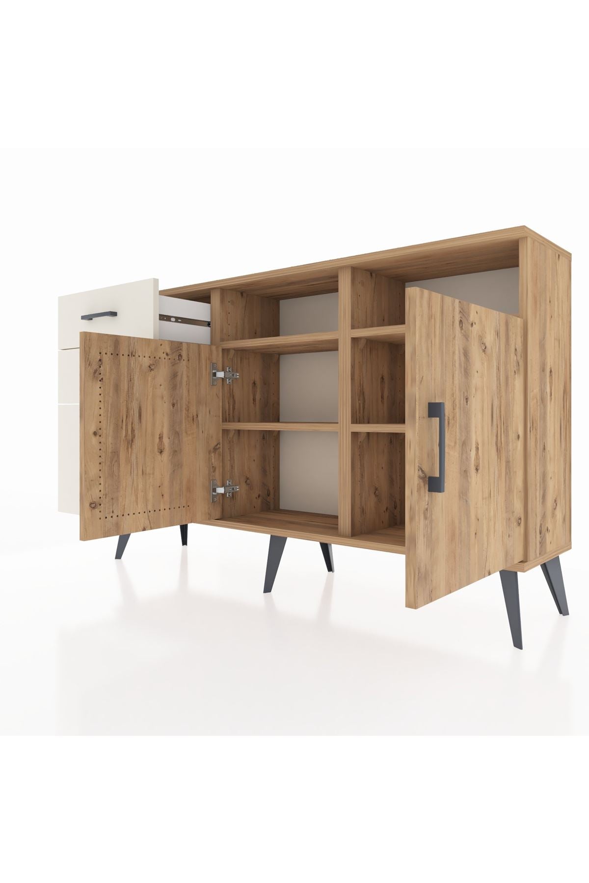 Arges Konsol 4 Raflı 3 Çekmeceli 2 Kapaklı 132x30x83 - S144M045V19A