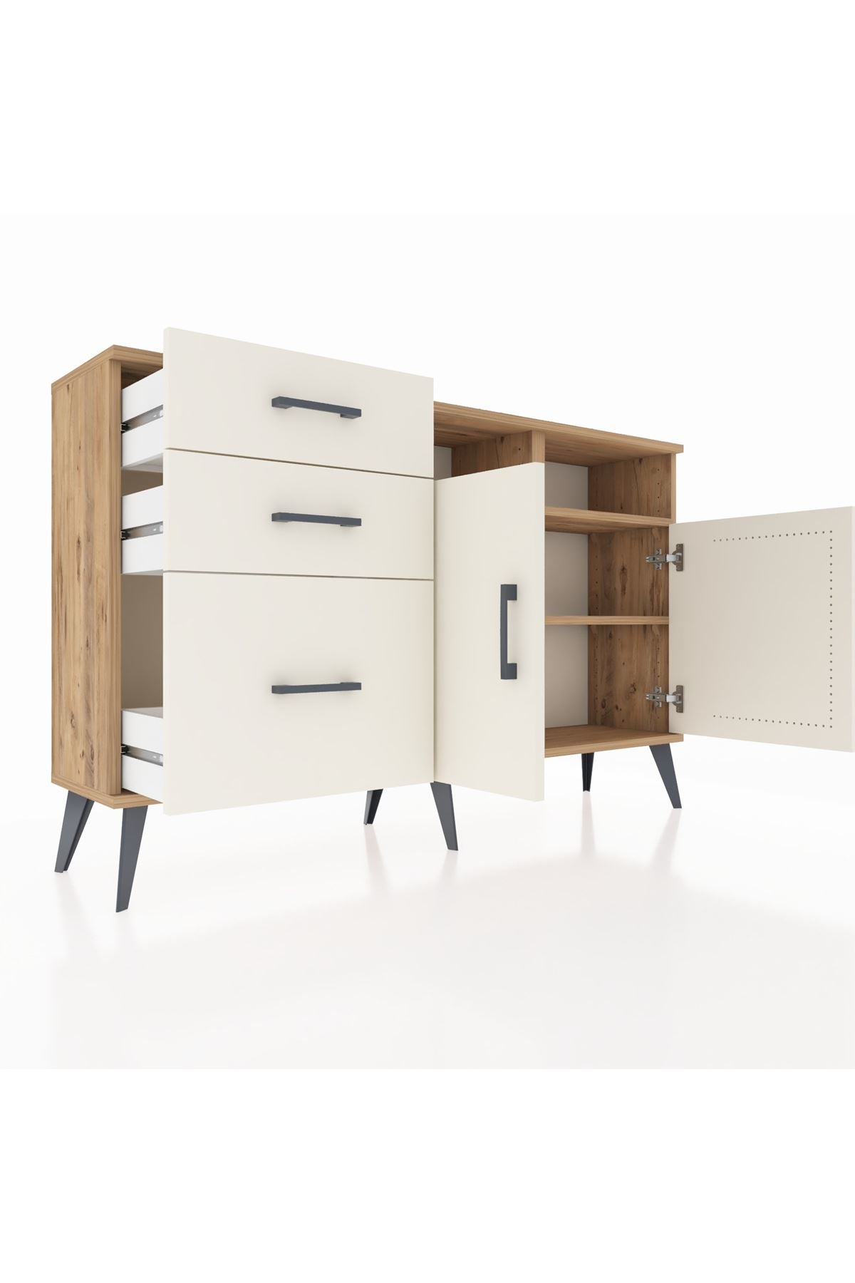 Arges Konsol 4 Raflı 3 Çekmeceli 2 Kapaklı 132x30x83 - S144M045V22A