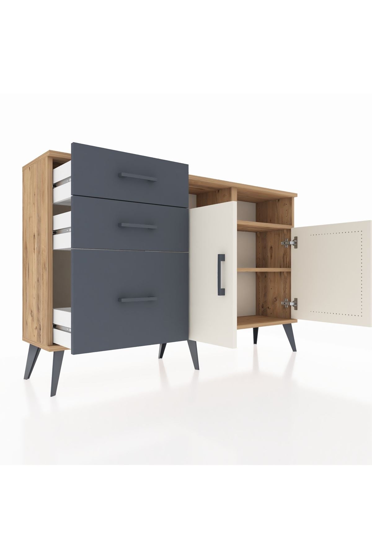 Arges Konsol 4 Raflı 3 Çekmeceli 2 Kapaklı 132x30x83 - S144M045V23A
