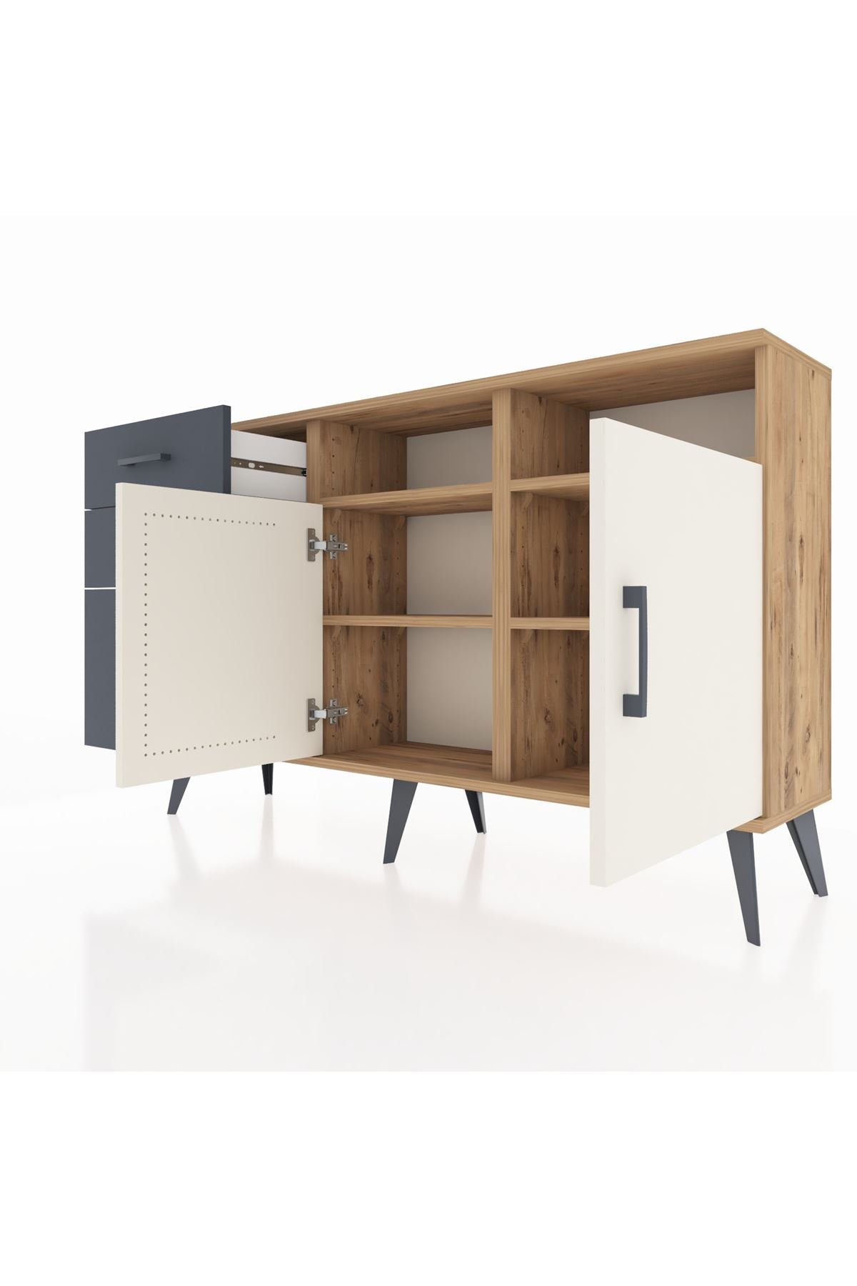 Arges Konsol 4 Raflı 3 Çekmeceli 2 Kapaklı 132x30x83 - S144M045V23A
