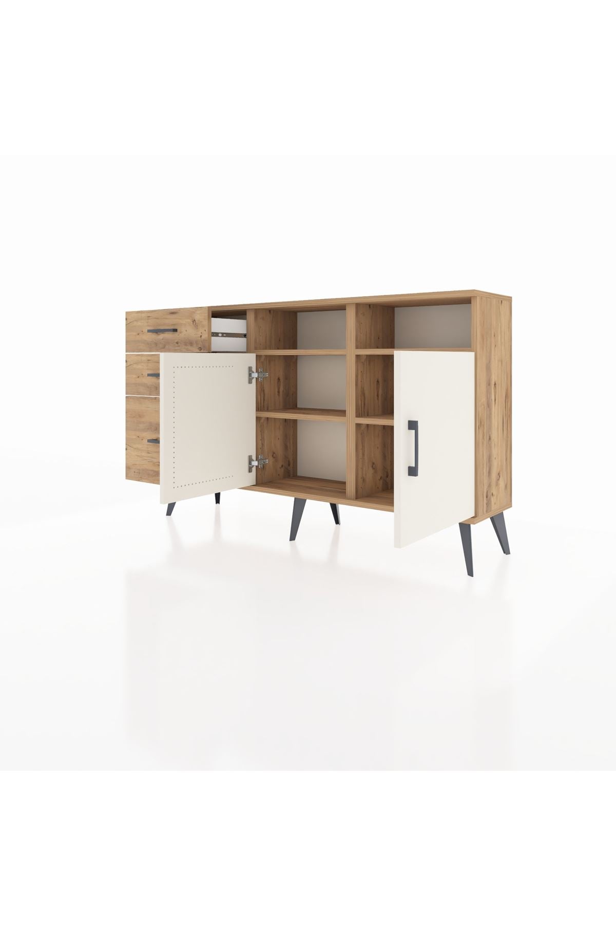 Arges Konsol 4 Raflı 3 Çekmeceli 2 Kapaklı 132x30x83 - S144M045V24A