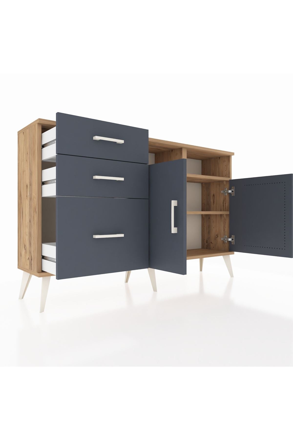 Arges Konsol 4 Raflı 3 Çekmeceli 2 Kapaklı 132x30x83 - S144M045V26A