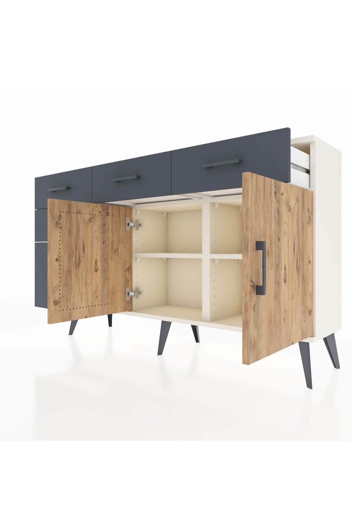 Arges Konsol 2 Raflı 5 Çekmeceli 2 Kapaklı 132x30x83 - S144M046V02A