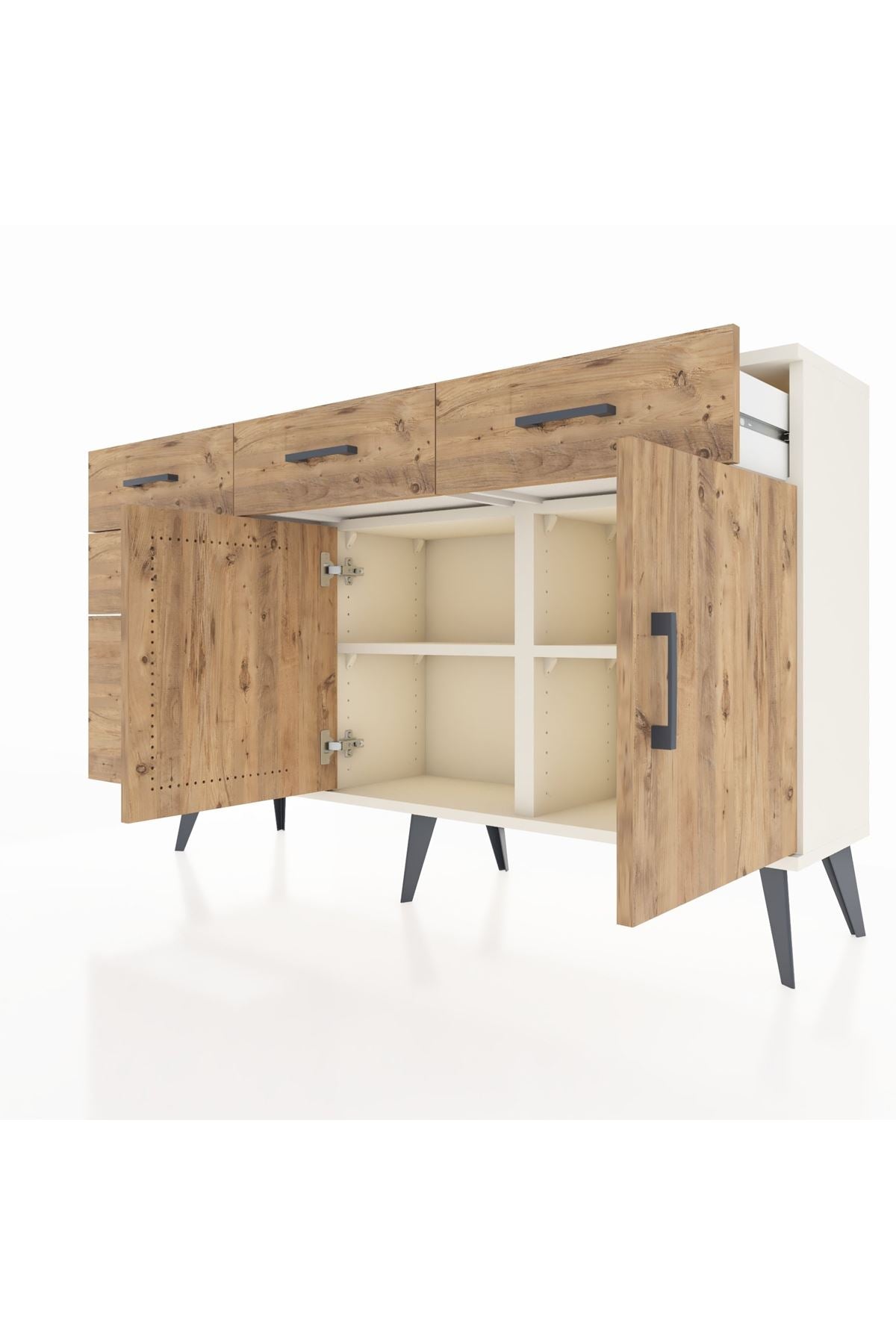 Arges Konsol 2 Raflı 5 Çekmeceli 2 Kapaklı 132x30x83 - S144M046V03A