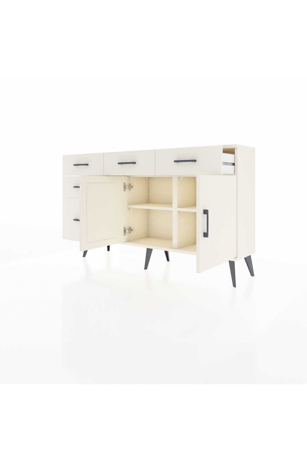 Arges Konsol 2 Raflı 5 Çekmeceli 2 Kapaklı 132x30x83 - S144M046V04A