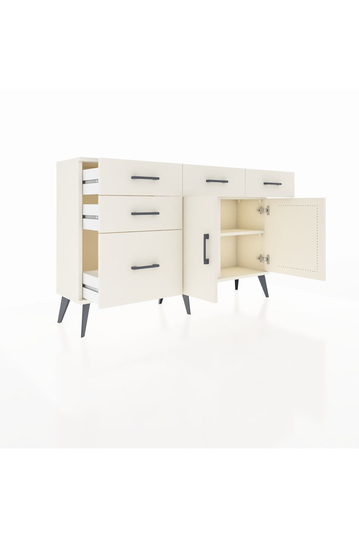 Arges Konsol 2 Raflı 5 Çekmeceli 2 Kapaklı 132x30x83 - S144M046V04A