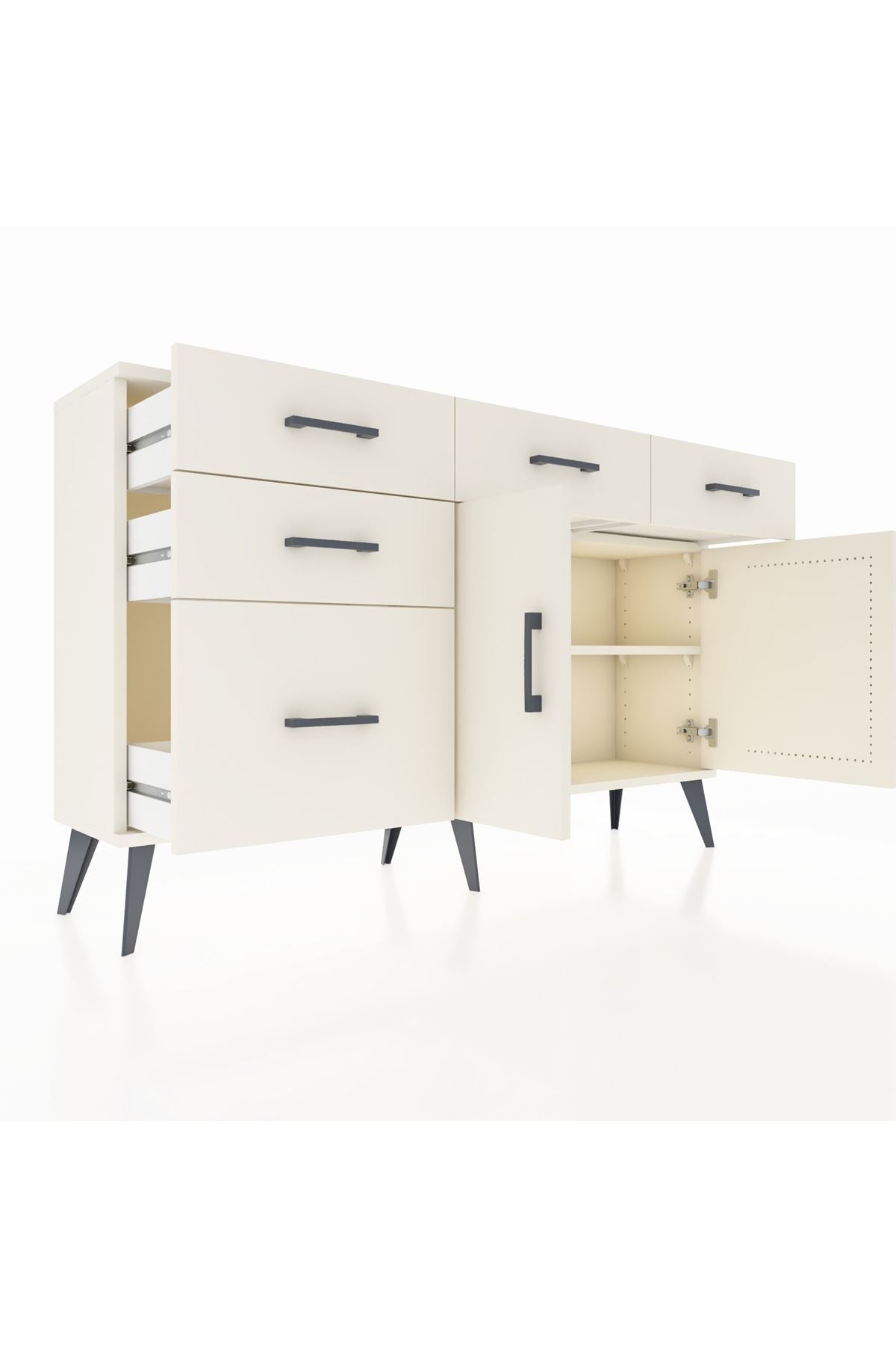 Arges Konsol 2 Raflı 5 Çekmeceli 2 Kapaklı 132x30x83 - S144M046V04A