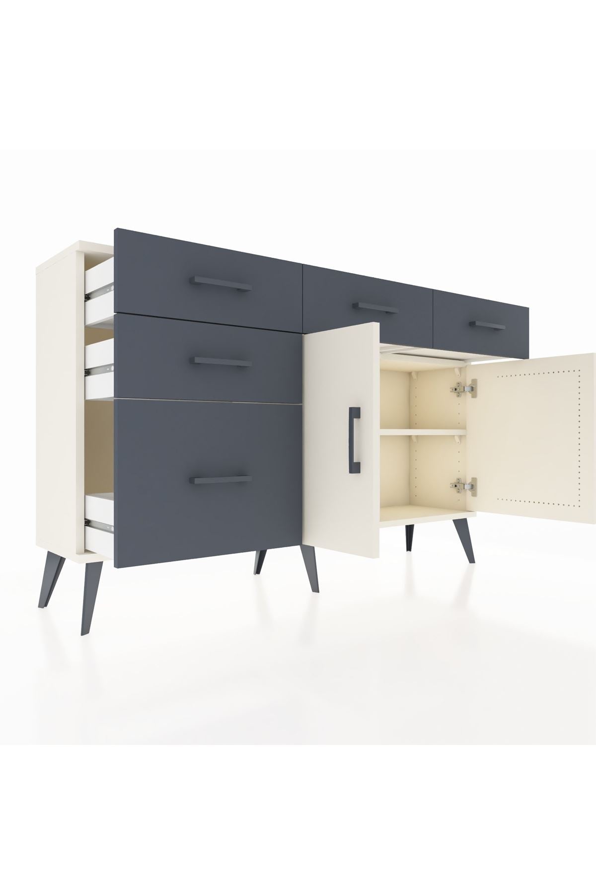 Arges Konsol 2 Raflı 5 Çekmeceli 2 Kapaklı 132x30x83 - S144M046V05A