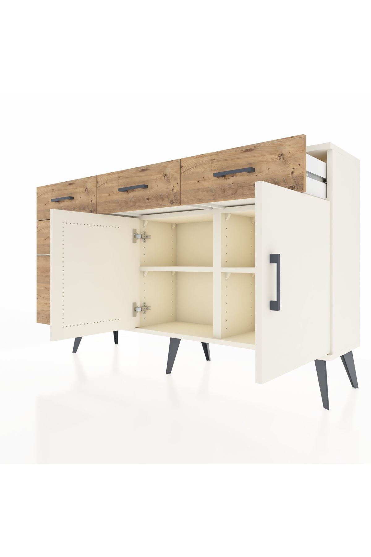 Arges Konsol 2 Raflı 5 Çekmeceli 2 Kapaklı 132x30x83 - S144M046V06A