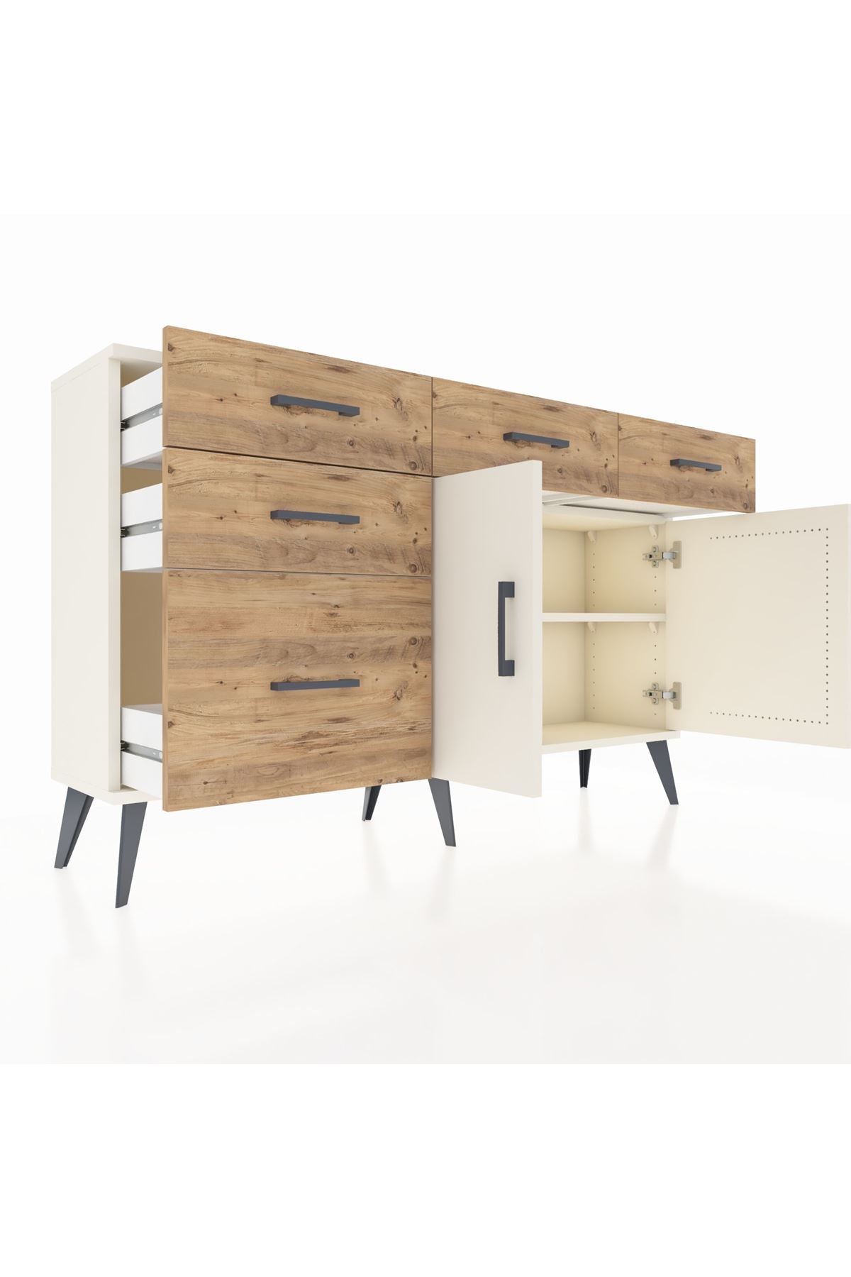 Arges Konsol 2 Raflı 5 Çekmeceli 2 Kapaklı 132x30x83 - S144M046V06A