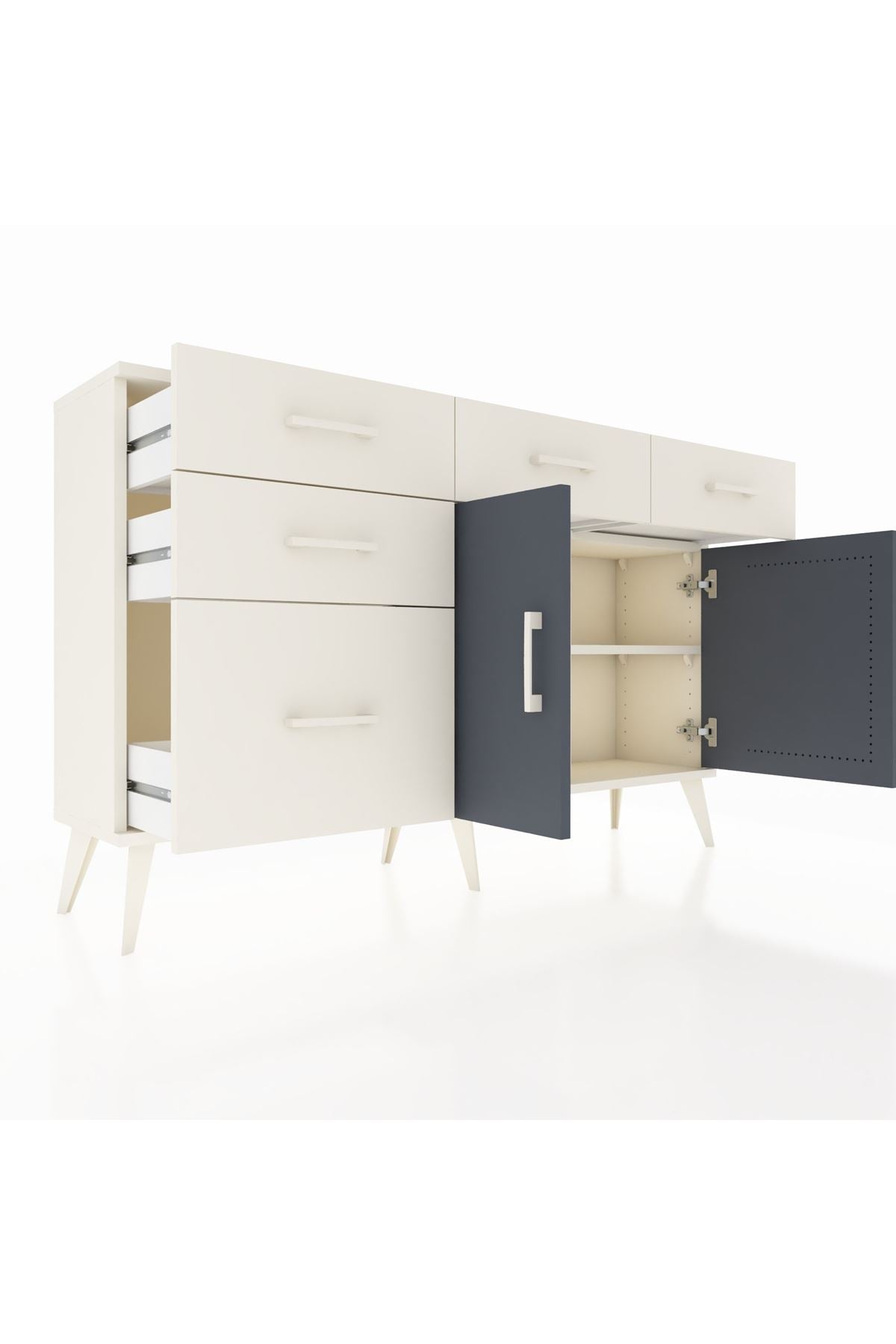 Arges Konsol 2 Raflı 5 Çekmeceli 2 Kapaklı 132x30x83 - S144M046V07A