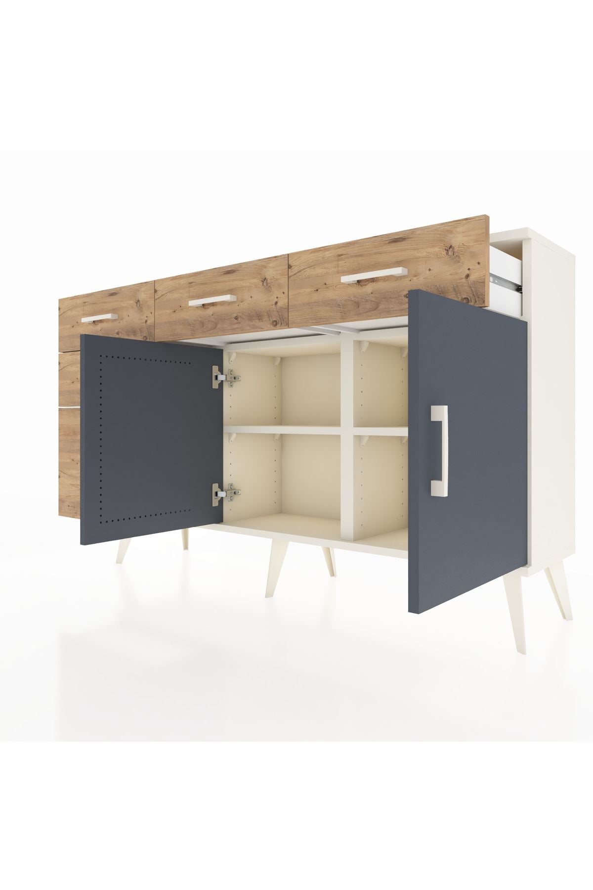 Arges Konsol 2 Raflı 5 Çekmeceli 2 Kapaklı 132x30x83 - S144M046V09A