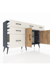 Arges Konsol 2 Raflı 5 Çekmeceli 2 Kapaklı 132x30x83 - S144M046V10A