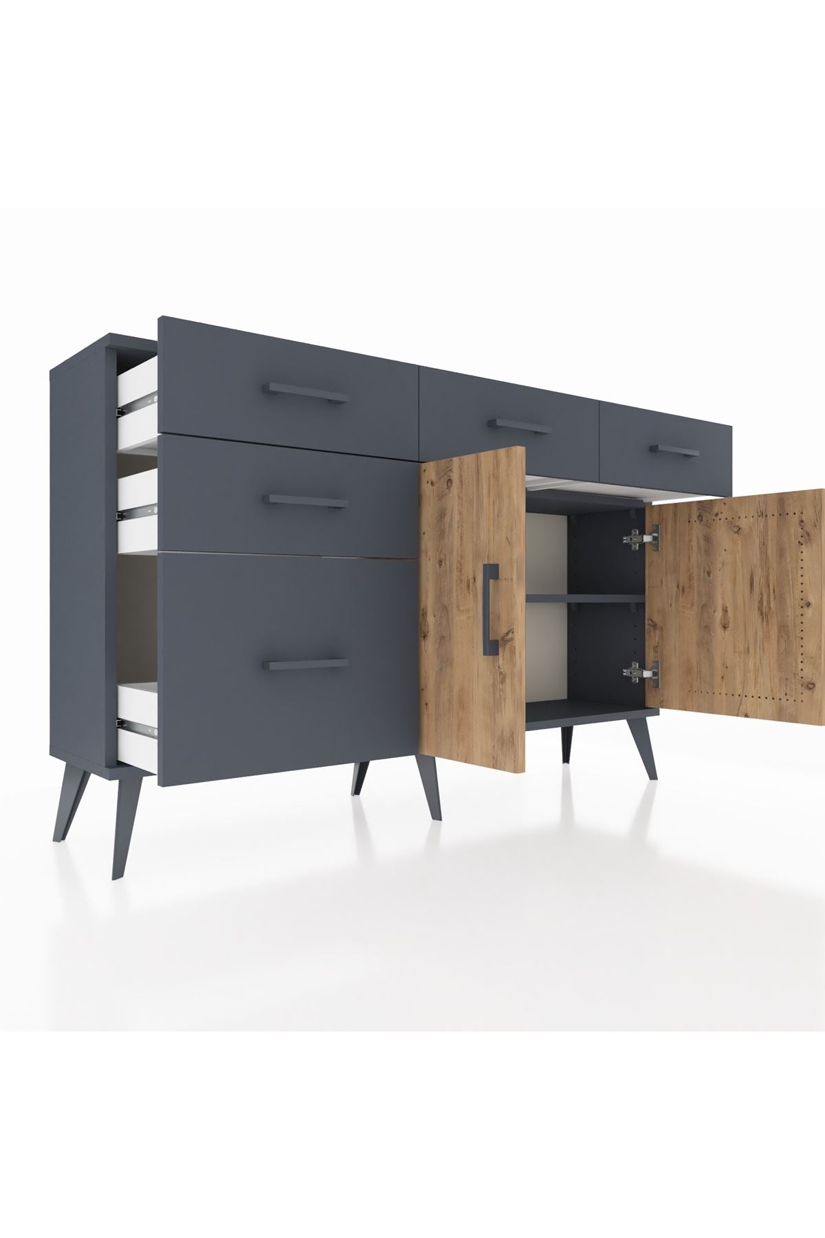 Arges Konsol 2 Raflı 5 Çekmeceli 2 Kapaklı 132x30x83 - S144M046V11A