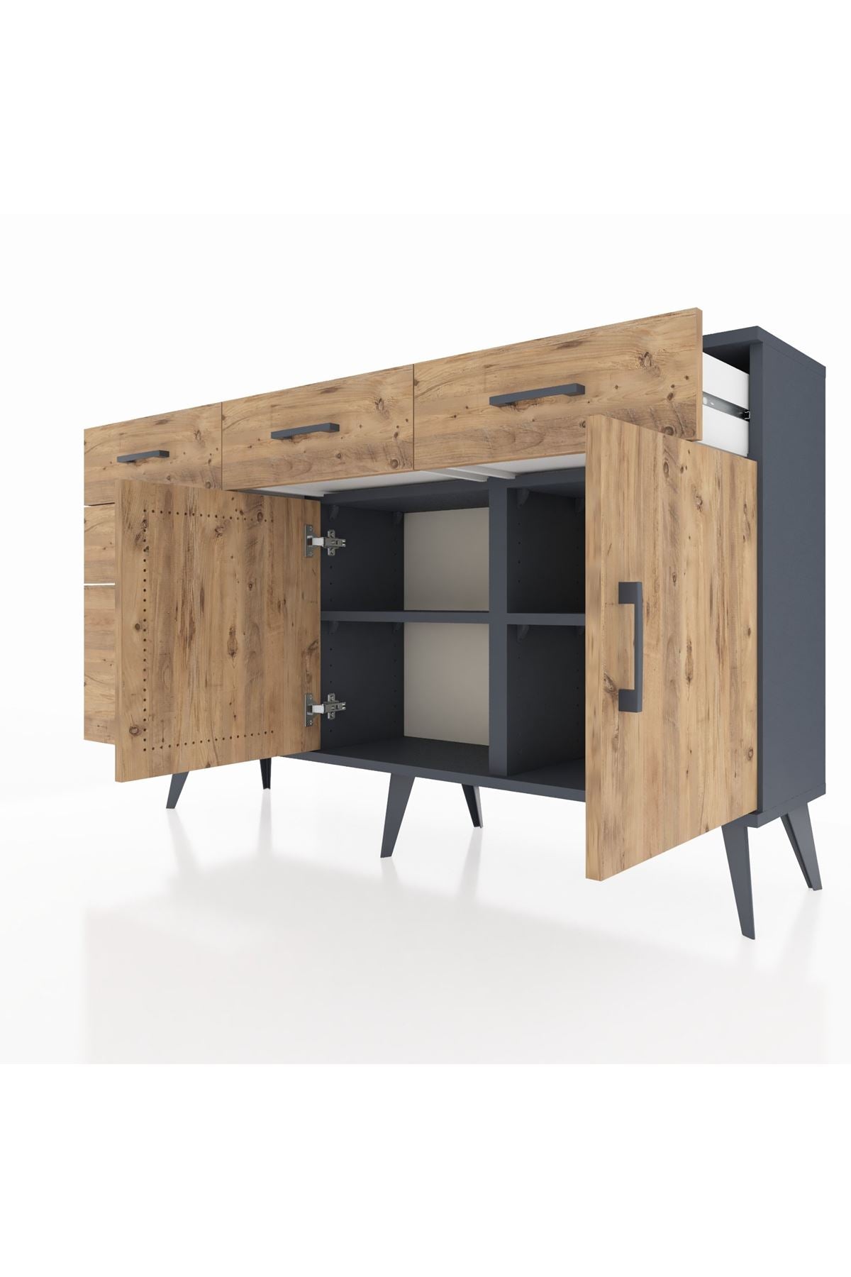 Arges Konsol 2 Raflı 5 Çekmeceli 2 Kapaklı 132x30x83 - S144M046V12A