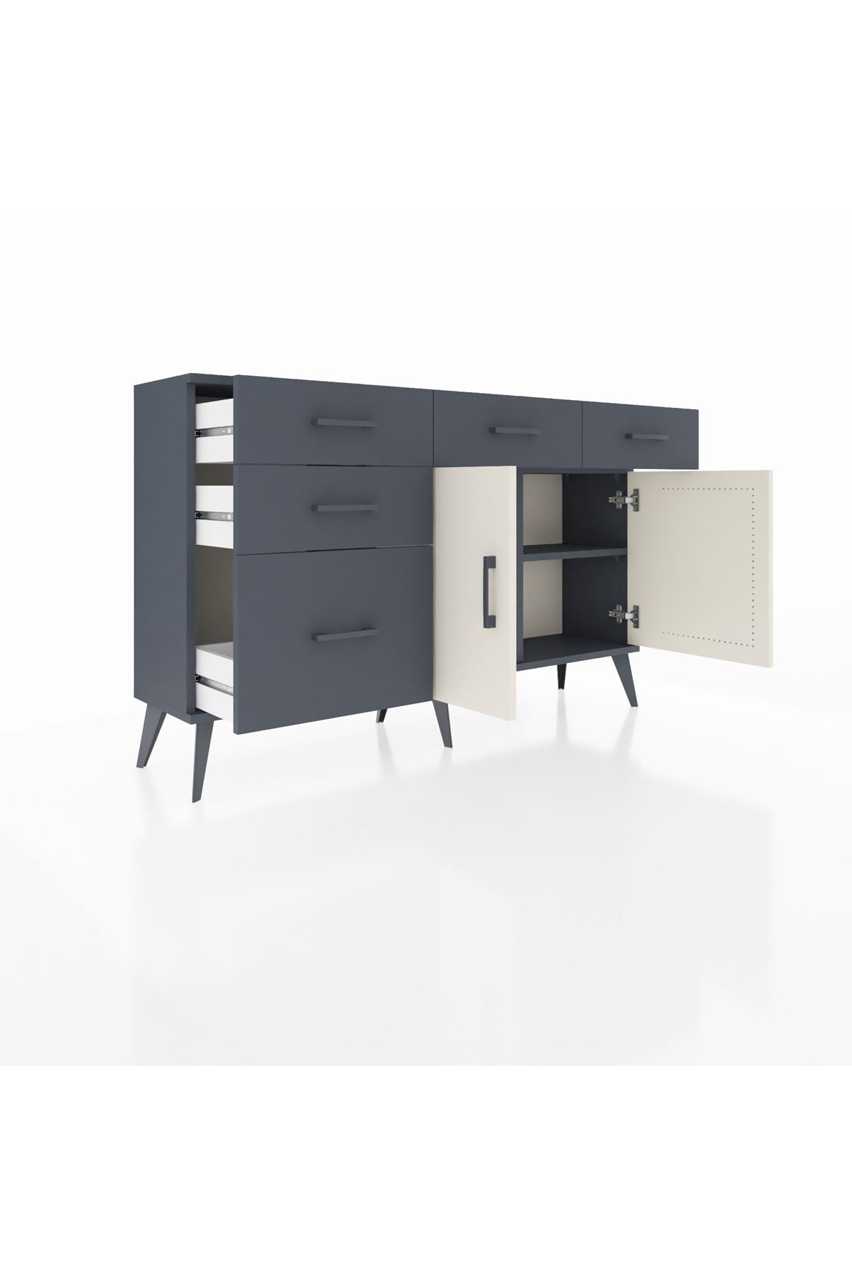 Arges Konsol 2 Raflı 5 Çekmeceli 2 Kapaklı 132x30x83 - S144M046V14A