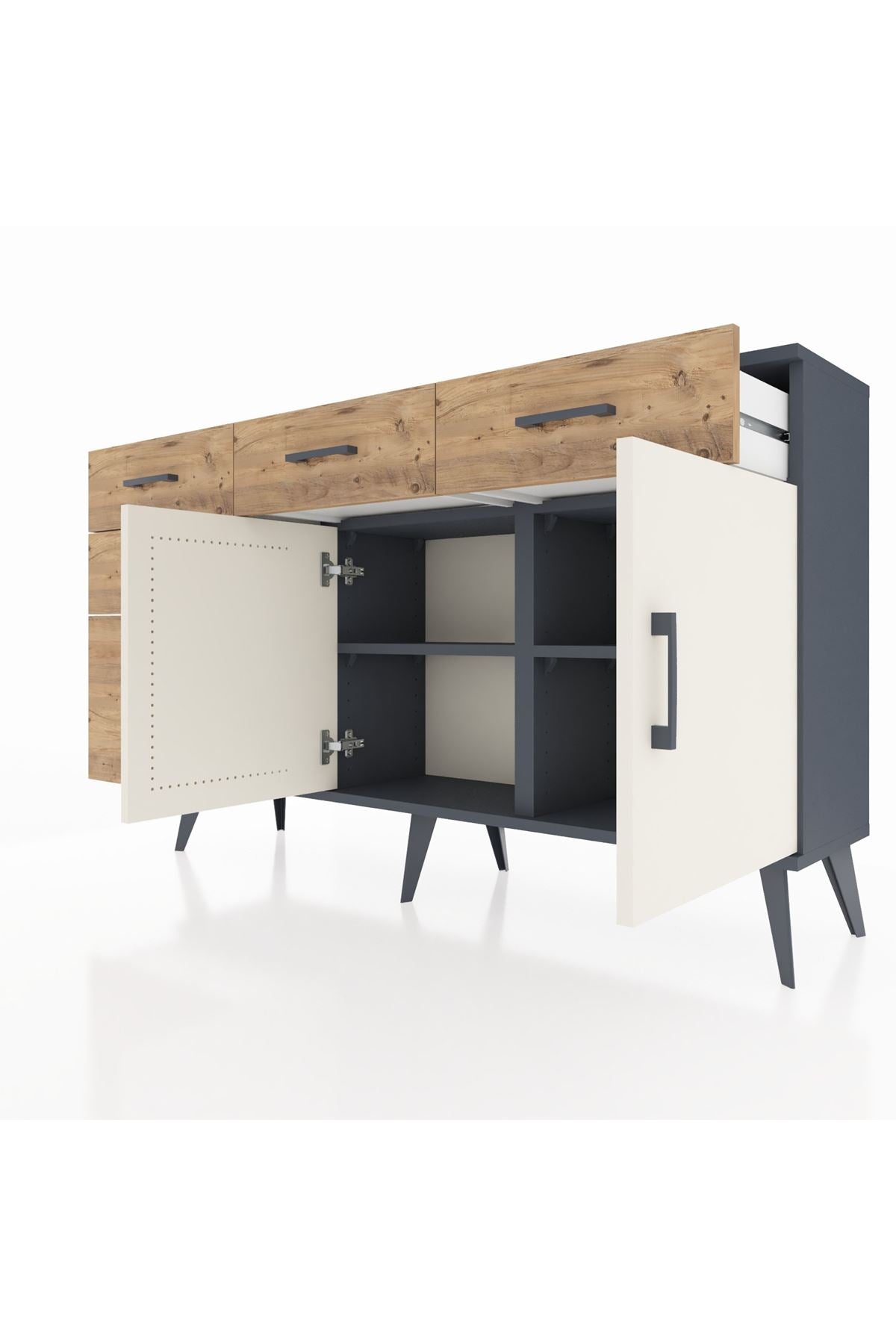 Arges Konsol 2 Raflı 5 Çekmeceli 2 Kapaklı 132x30x83 - S144M046V15A