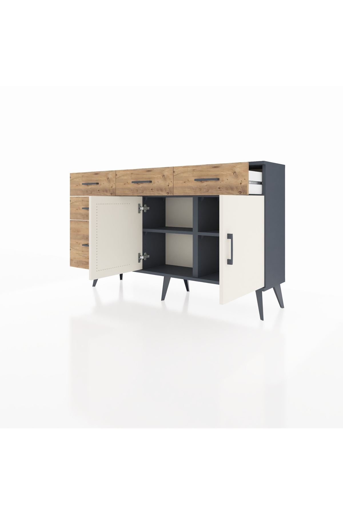 Arges Konsol 2 Raflı 5 Çekmeceli 2 Kapaklı 132x30x83 - S144M046V15A