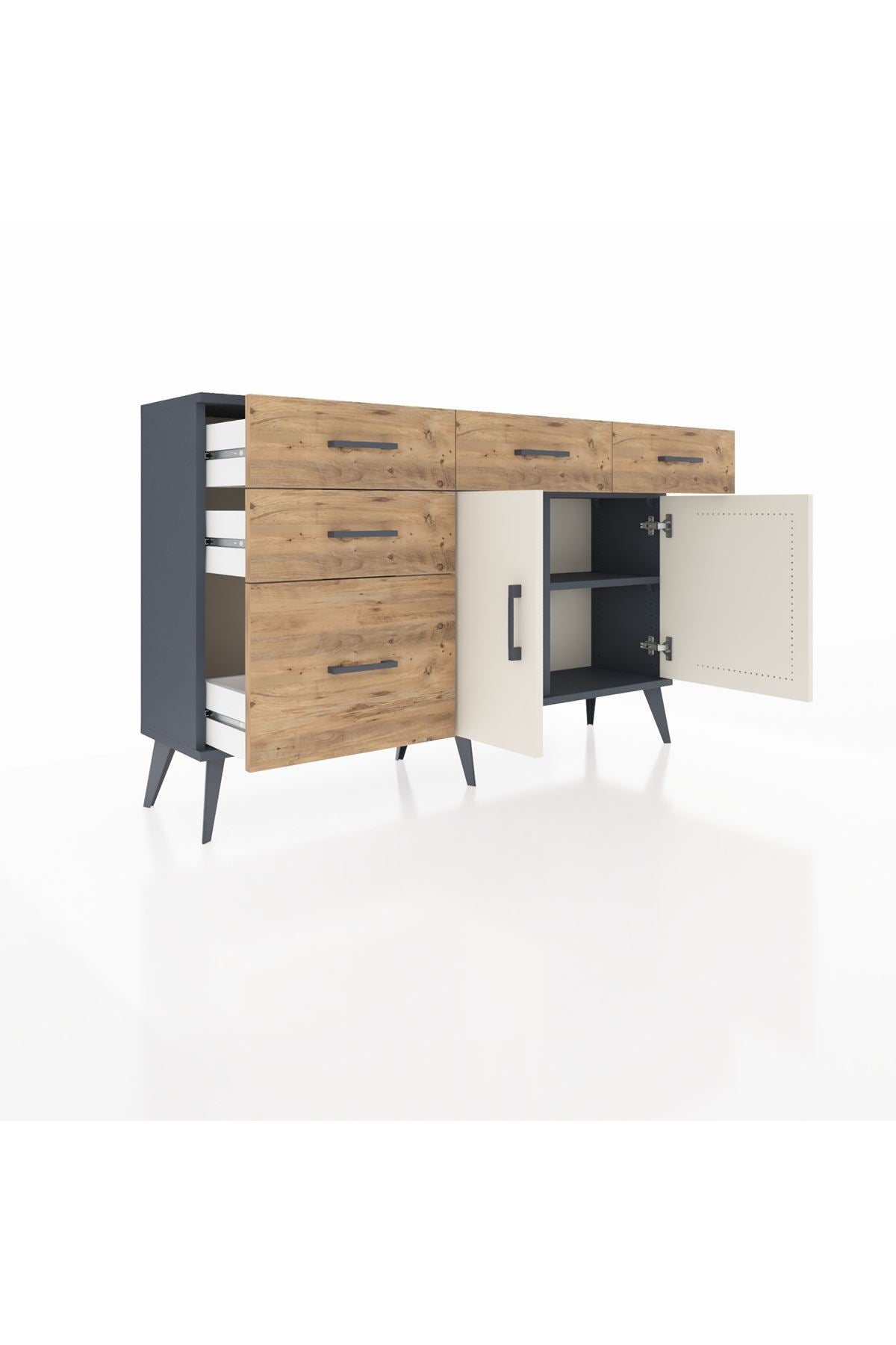 Arges Konsol 2 Raflı 5 Çekmeceli 2 Kapaklı 132x30x83 - S144M046V15A