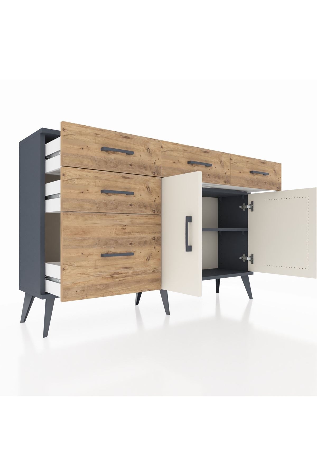 Arges Konsol 2 Raflı 5 Çekmeceli 2 Kapaklı 132x30x83 - S144M046V15A